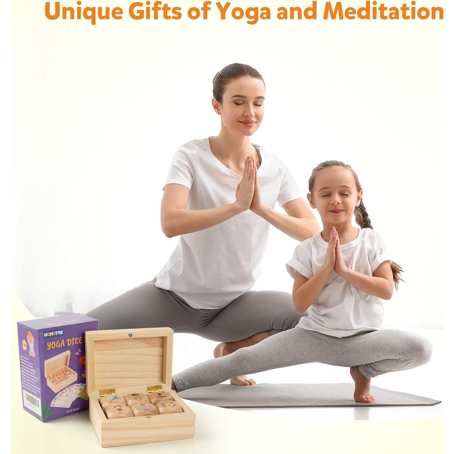 Juego de Dados de Yoga de Madera Homotte para Niños y Principiantes
