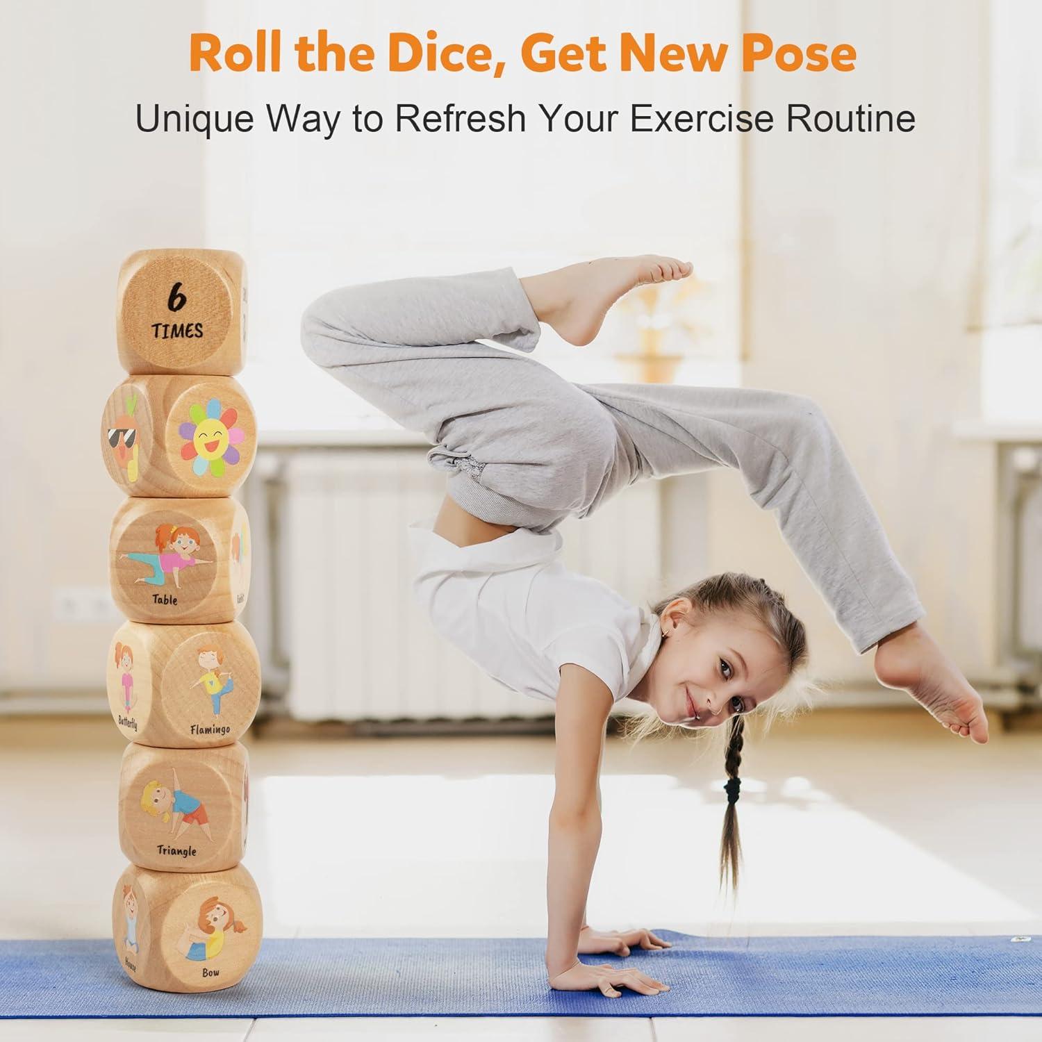 Juego de Dados de Yoga de Madera Homotte para Niños y Principiantes