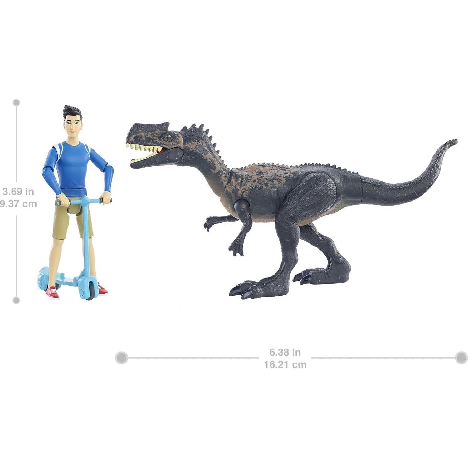 Jurassic World Human & Dino Pack Kenji & Monolophosaurus Action Figures, Segway Accessory, Camp Cretaceous Movable Joints & Authentic Sculpt, Kids Gift Ages 4 Year & Older