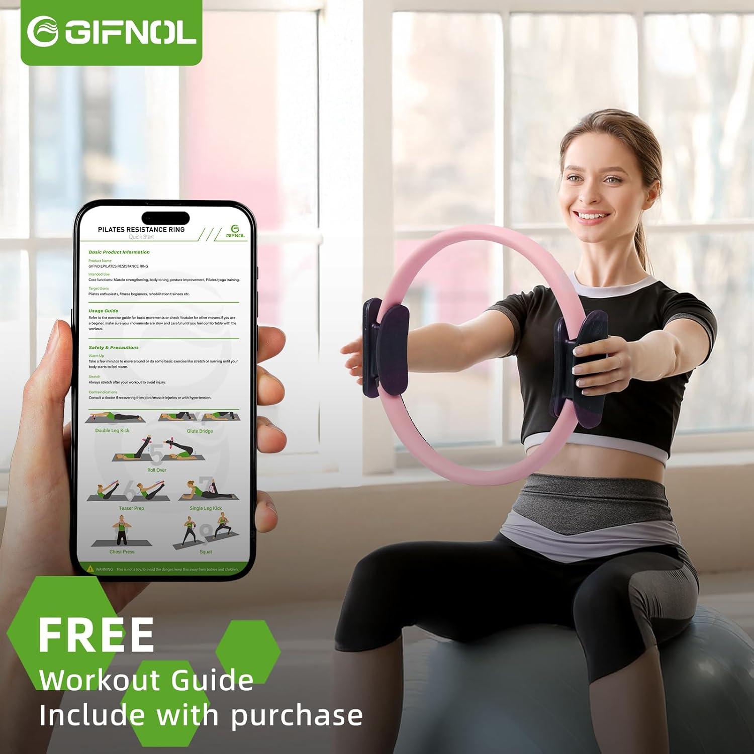 Juego de Anillos de Pilates GIFNOL con Pelotas y Bandas - Negro y Rosa