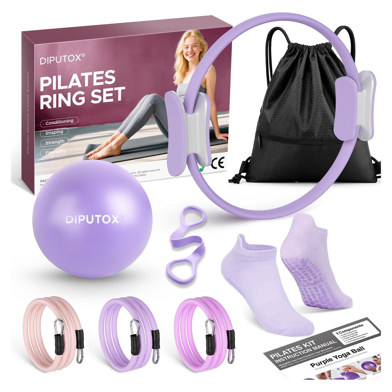 Kit de Anillo de Pilates Diputox con Pelota y Bandas de Resistencia