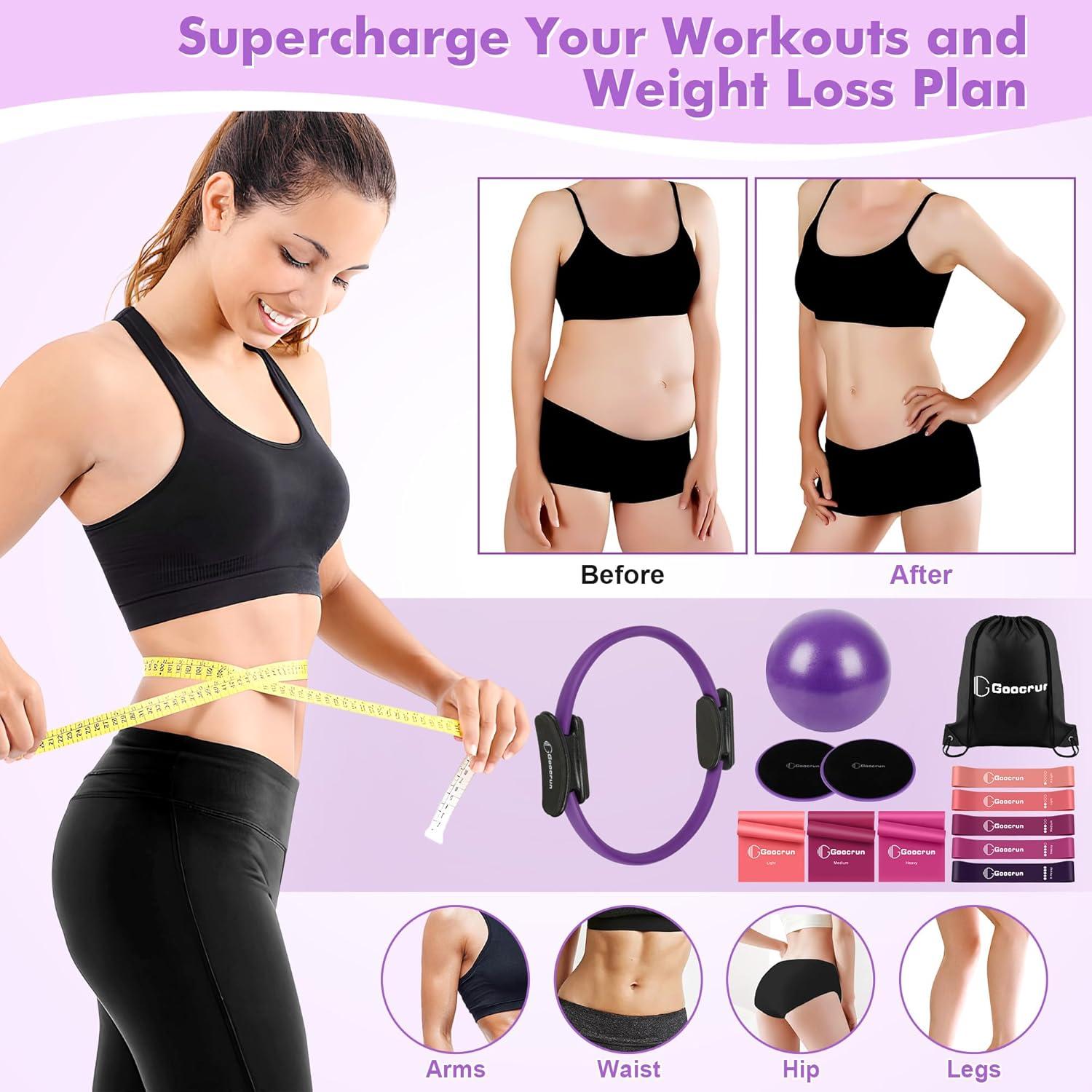 Conjunto de Anillo de Pilates Goocrun con Bandas y Pelota