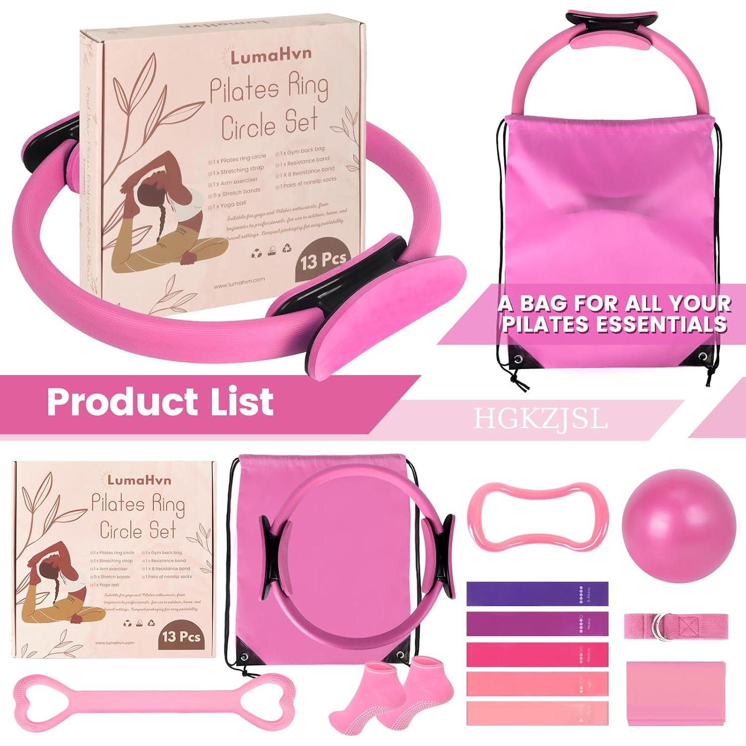 Kit de Pilates Rosa HGKZJSL con Pelota y Bandas de Resistencia