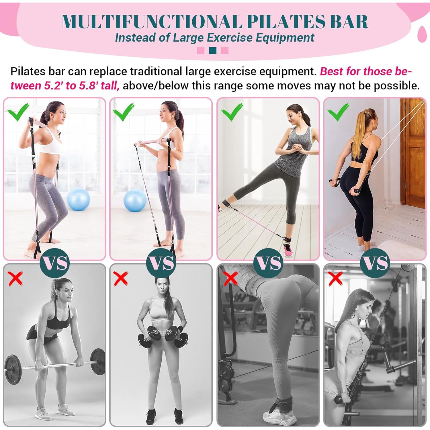 Kit de Barra de Pilates COFOF con Bandas de Resistencia 9-68 kg