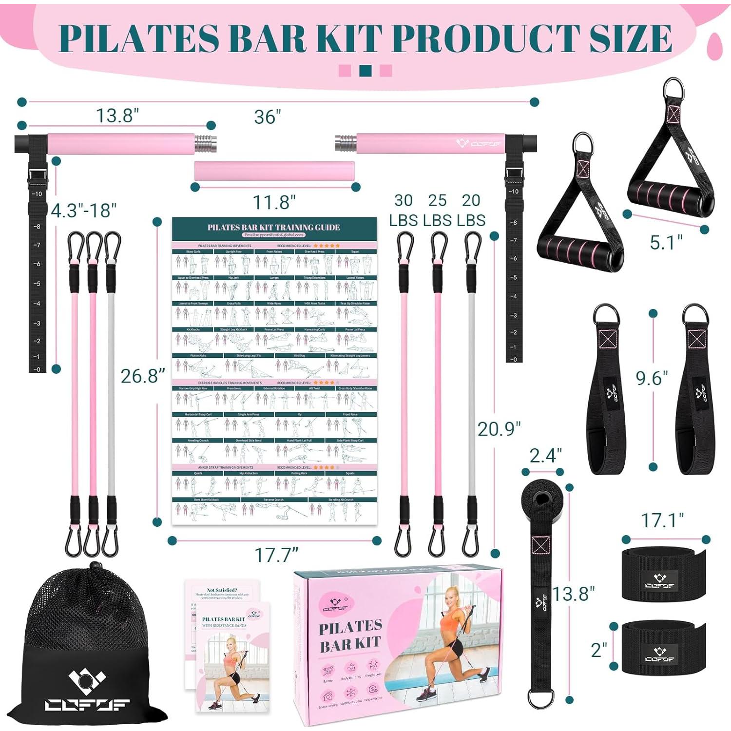 Kit de Barra de Pilates COFOF con Bandas de Resistencia 9-68 kg