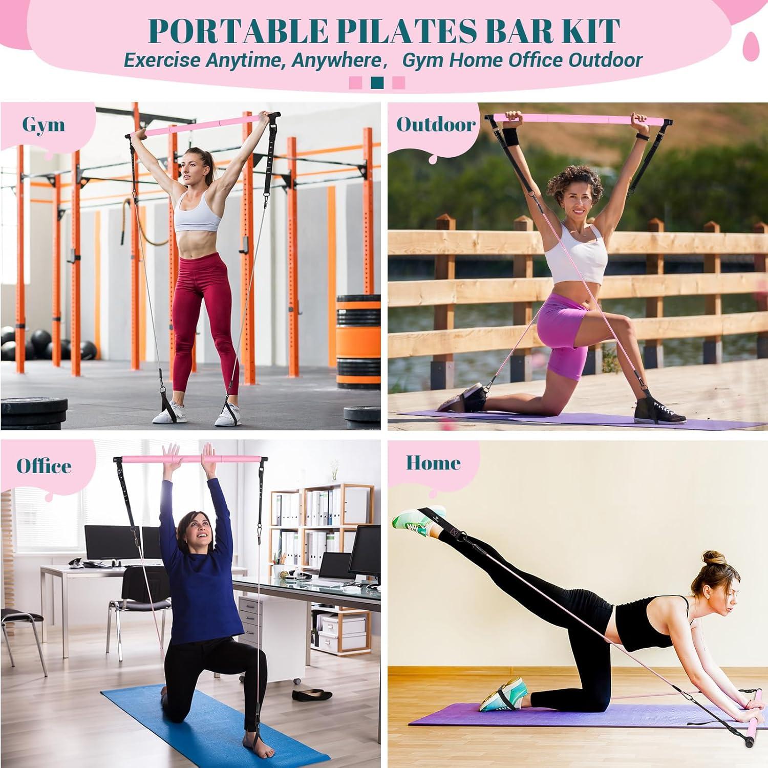Kit de Barra de Pilates COFOF con Bandas de Resistencia 9-68 kg