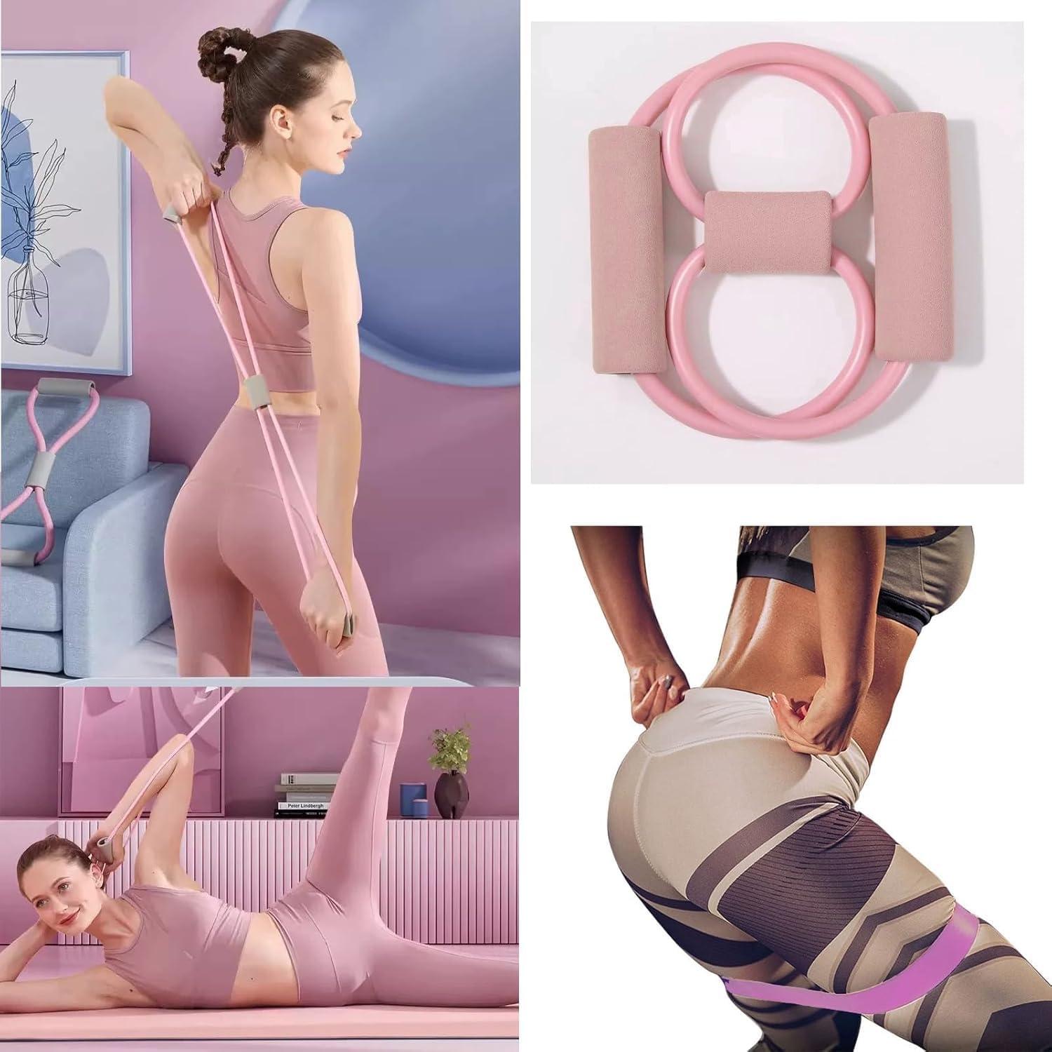 Kit de Pilates Oylyoyea Rosa - Anillo, Pelotas y Bandas