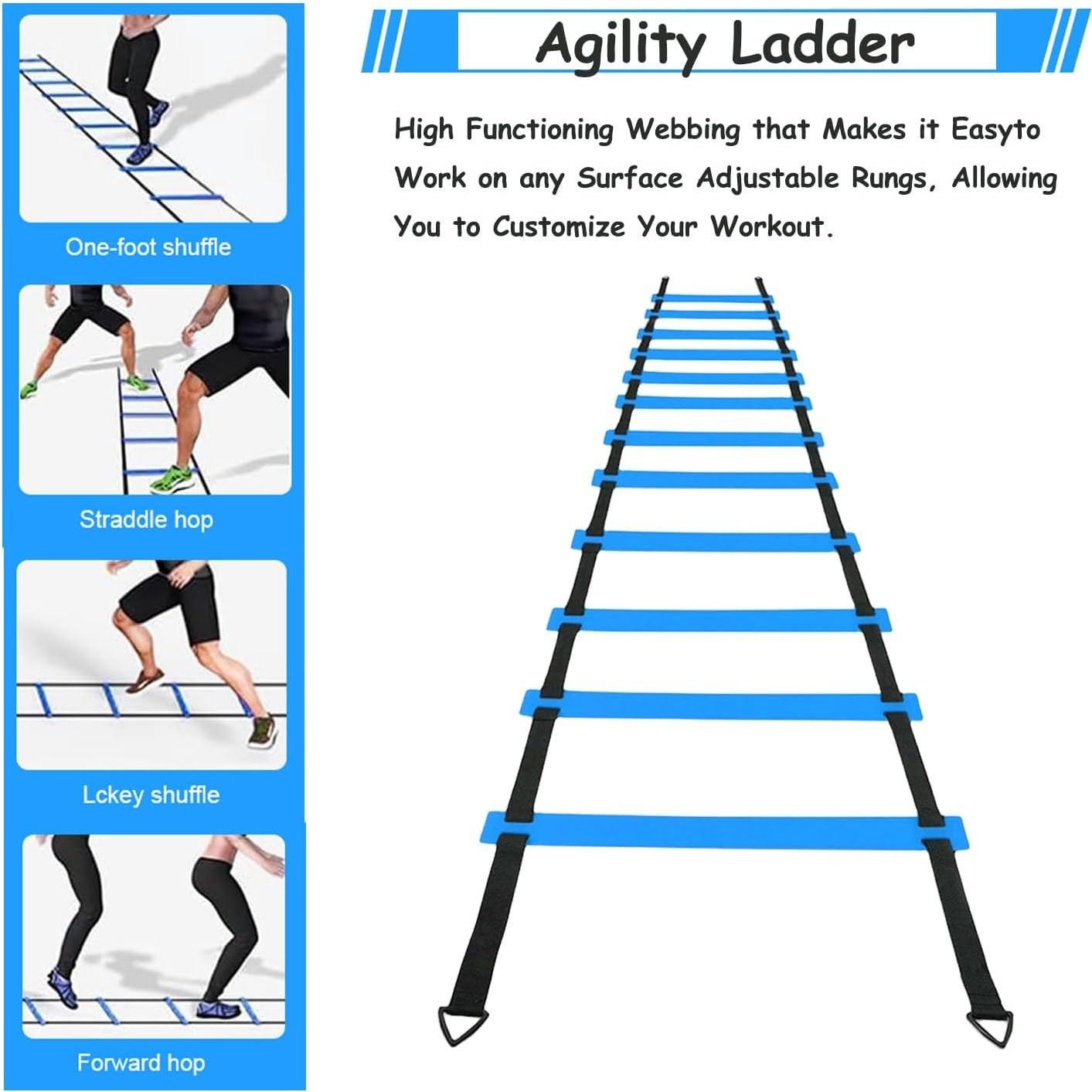 Conjunto de Entrenamiento de Fútbol TGLITC - Escalera 6.1m, 12 Conos