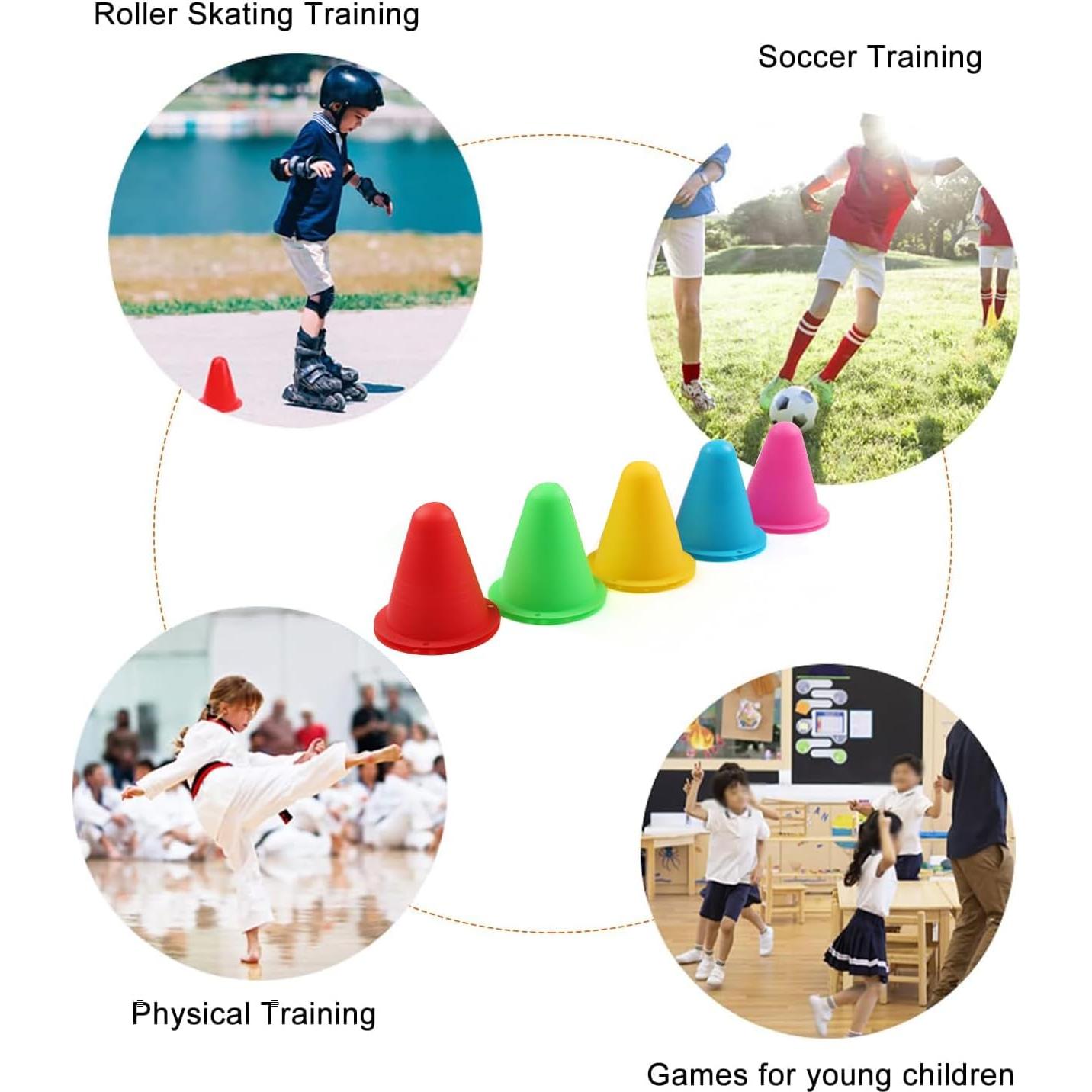 Conjunto de 30 Conos Deportivos Huntoshon - 8 cm, 6 Colores