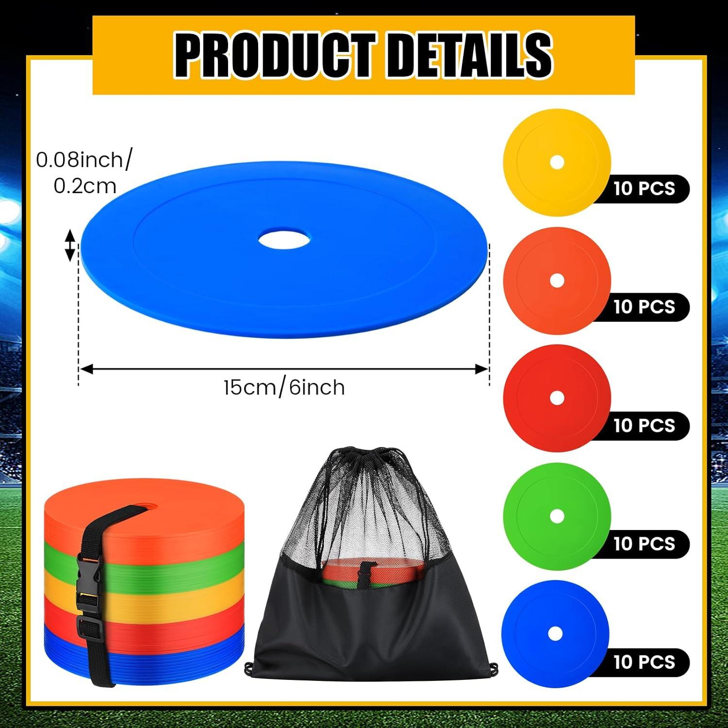 Conos planos de 15 cm Silipull para entrenamiento de fútbol