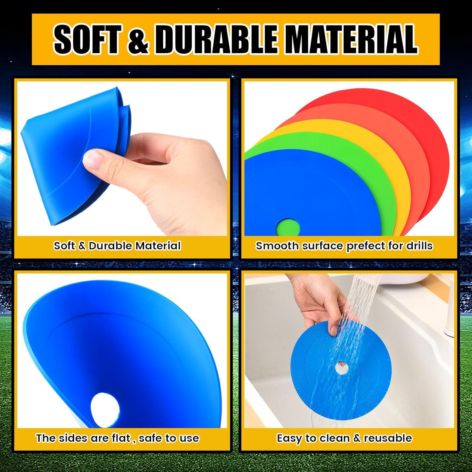 Conos planos de 15 cm Silipull para entrenamiento de fútbol