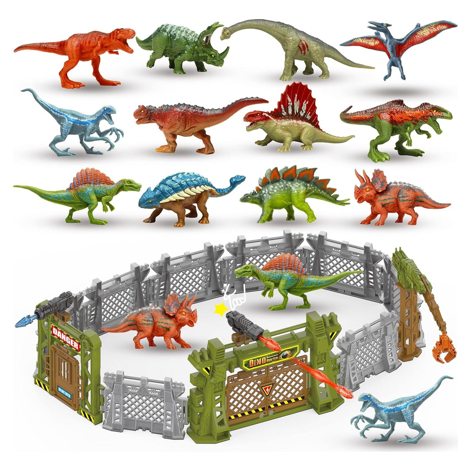 Set de 12 Figuras de Dinosaurios Oriate con Cercas 10 cm