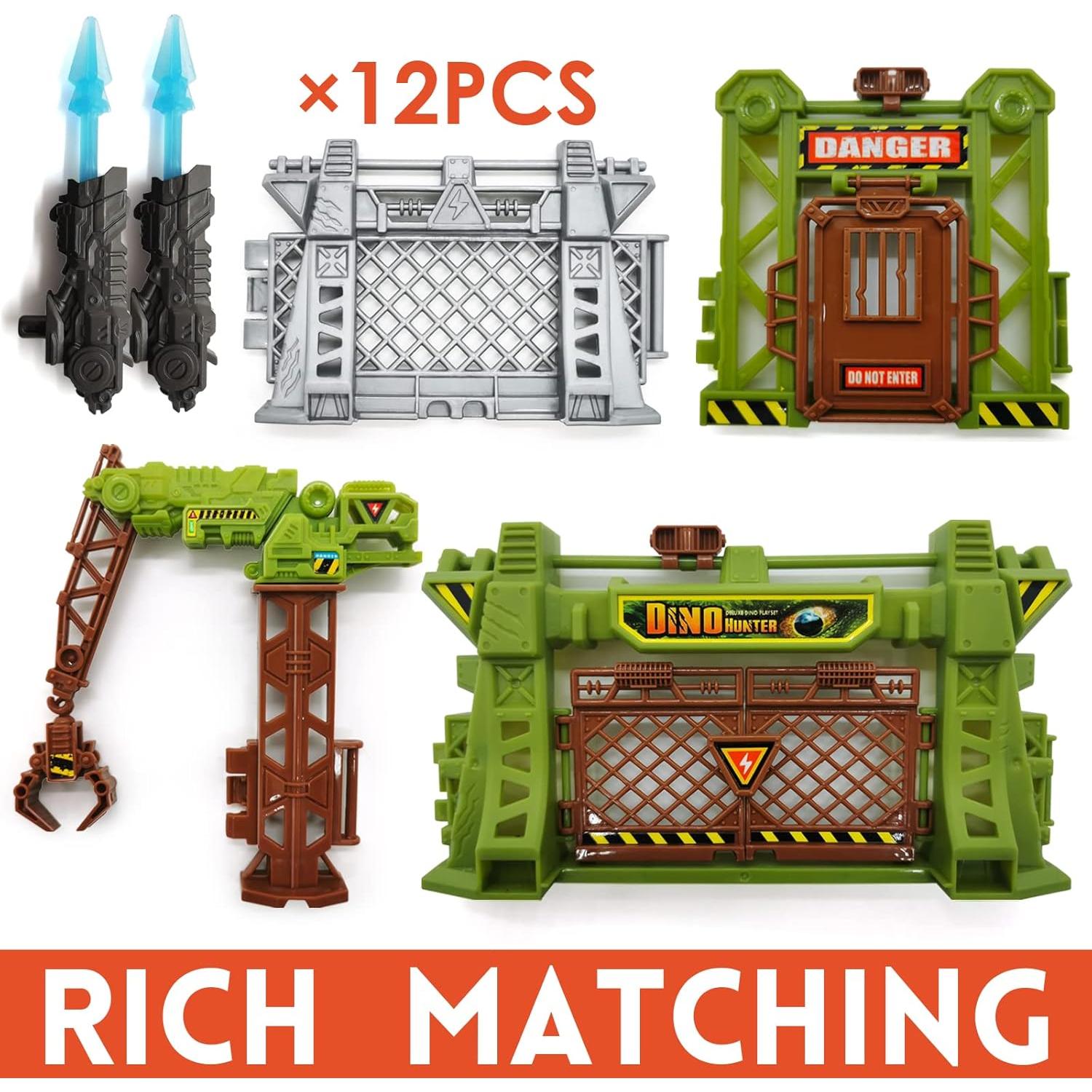 Set de 12 Figuras de Dinosaurios Oriate con Cercas 10 cm