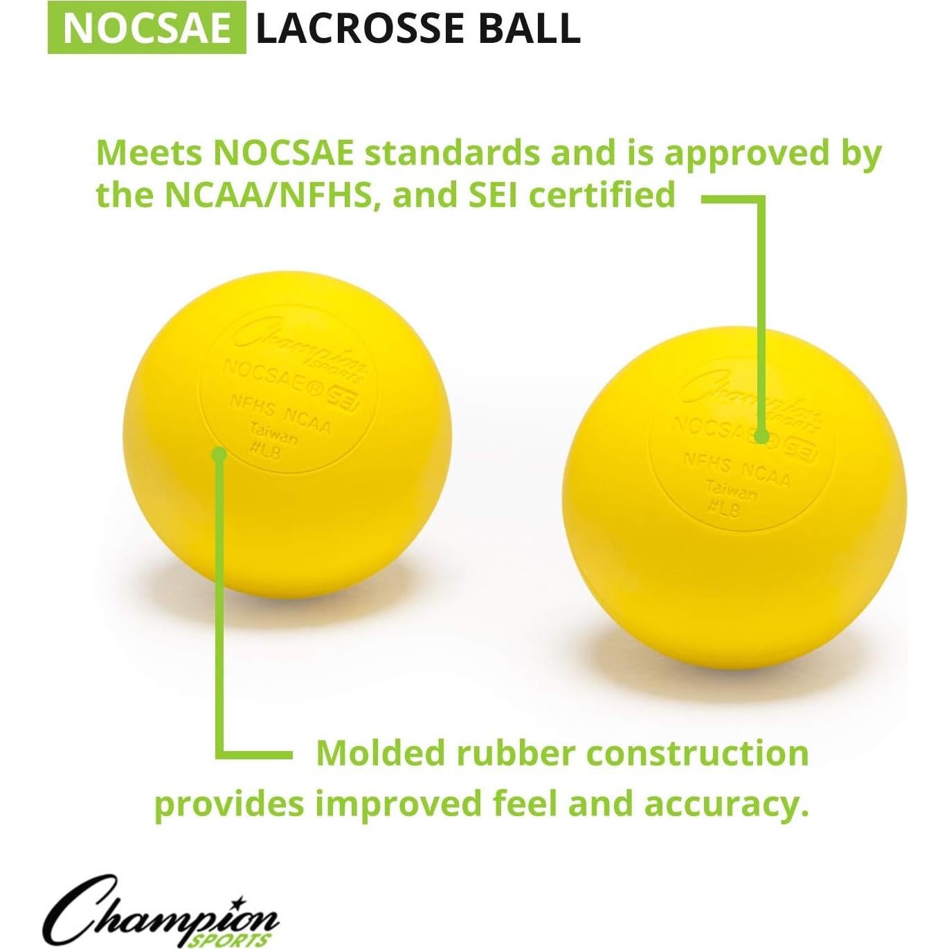 Set de 36 Pelotas de Lacrosse Champion Sports - Amarillo