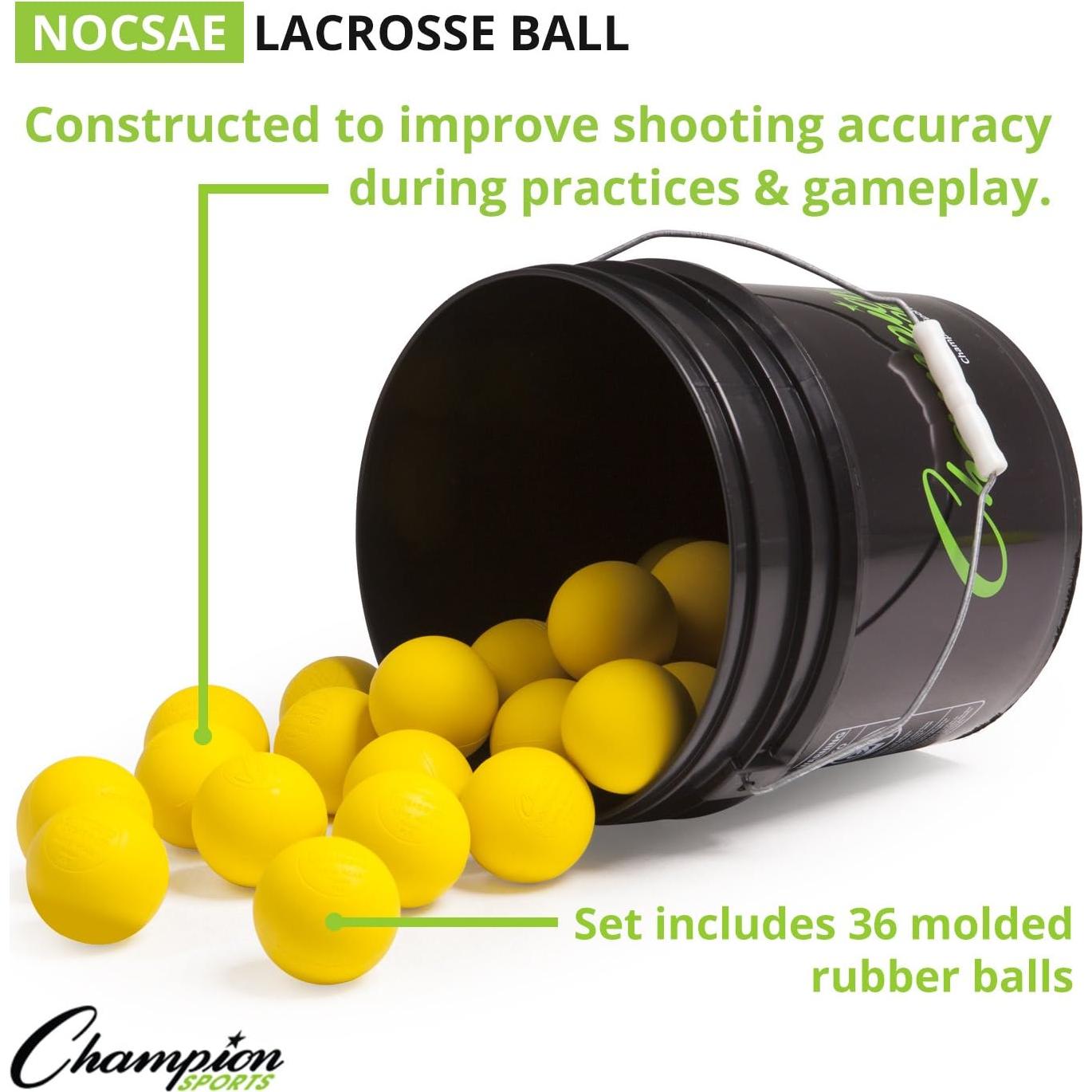 Set de 36 Pelotas de Lacrosse Champion Sports - Amarillo