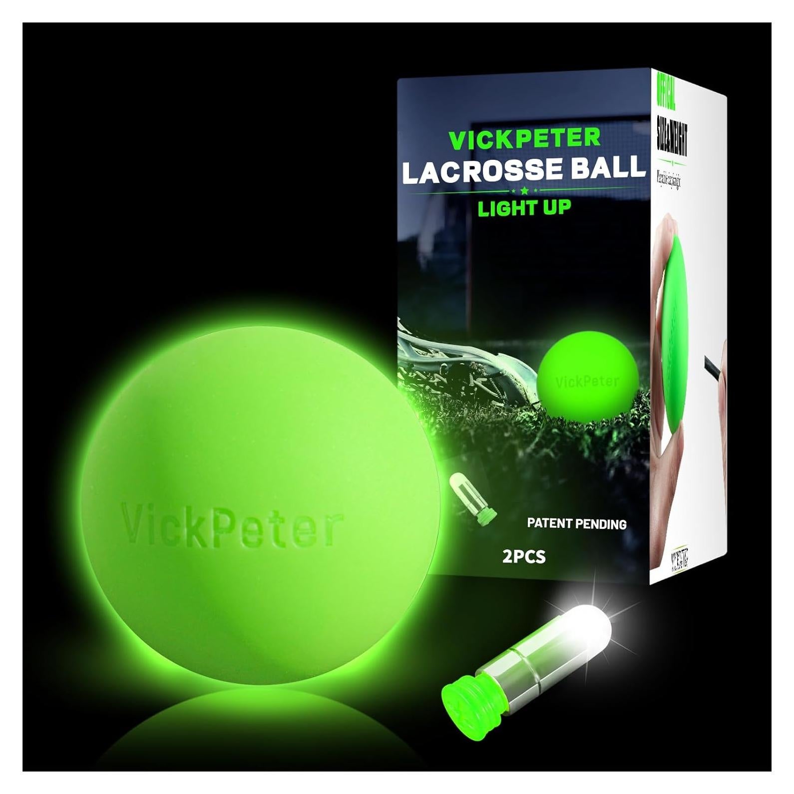 Pelota de Lacrosse Brillante Vickpeter - 2 Unidades LED Verde