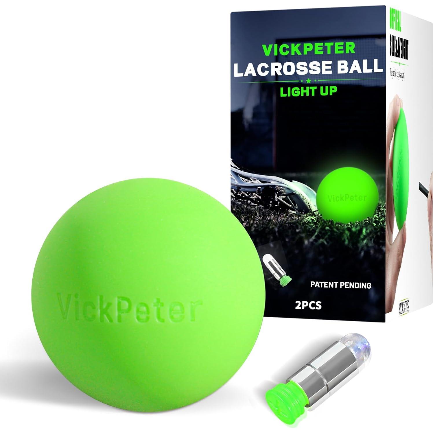Pelota de Lacrosse Brillante Vickpeter - 2 Unidades LED Verde
