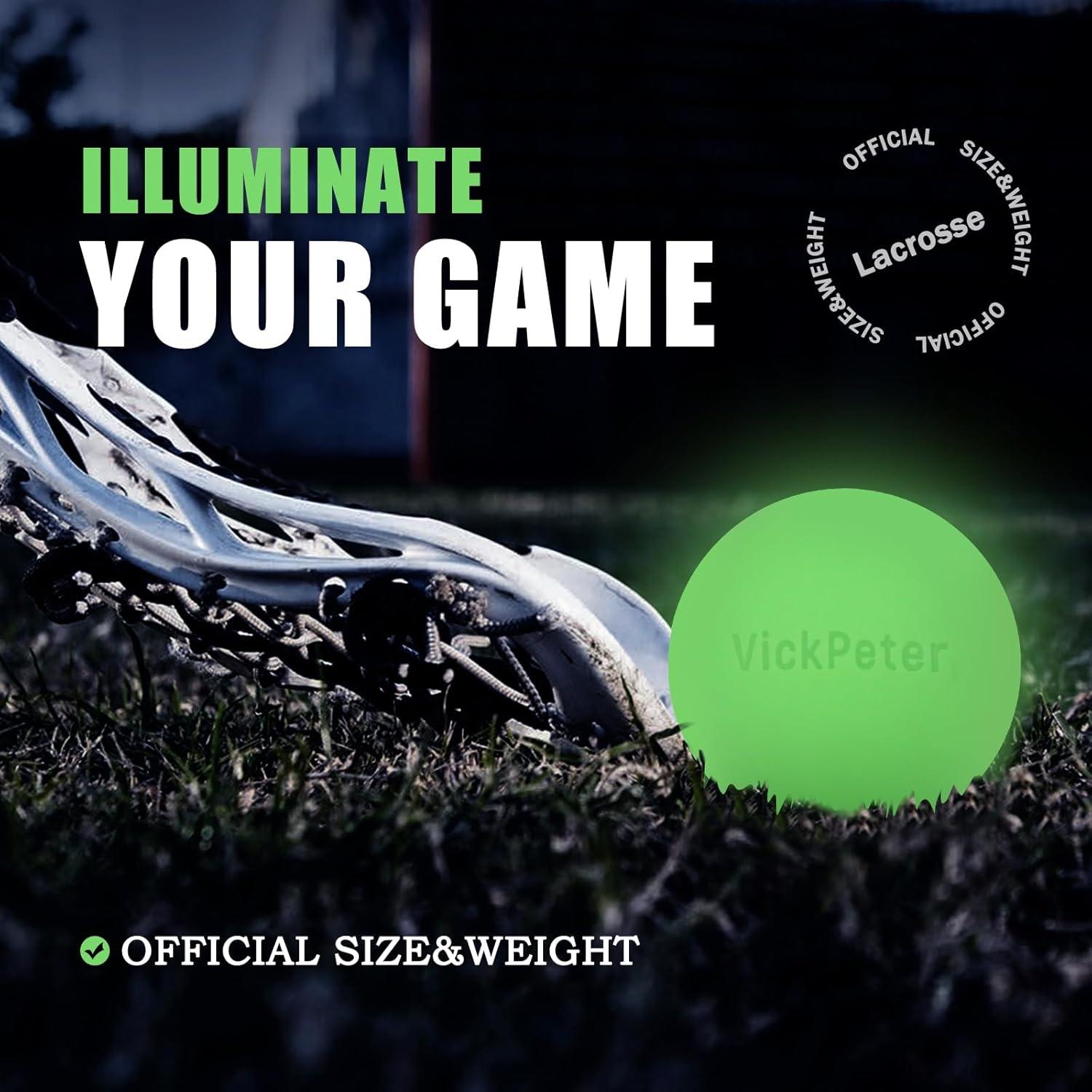 Pelota de Lacrosse Brillante Vickpeter - 2 Unidades LED Verde