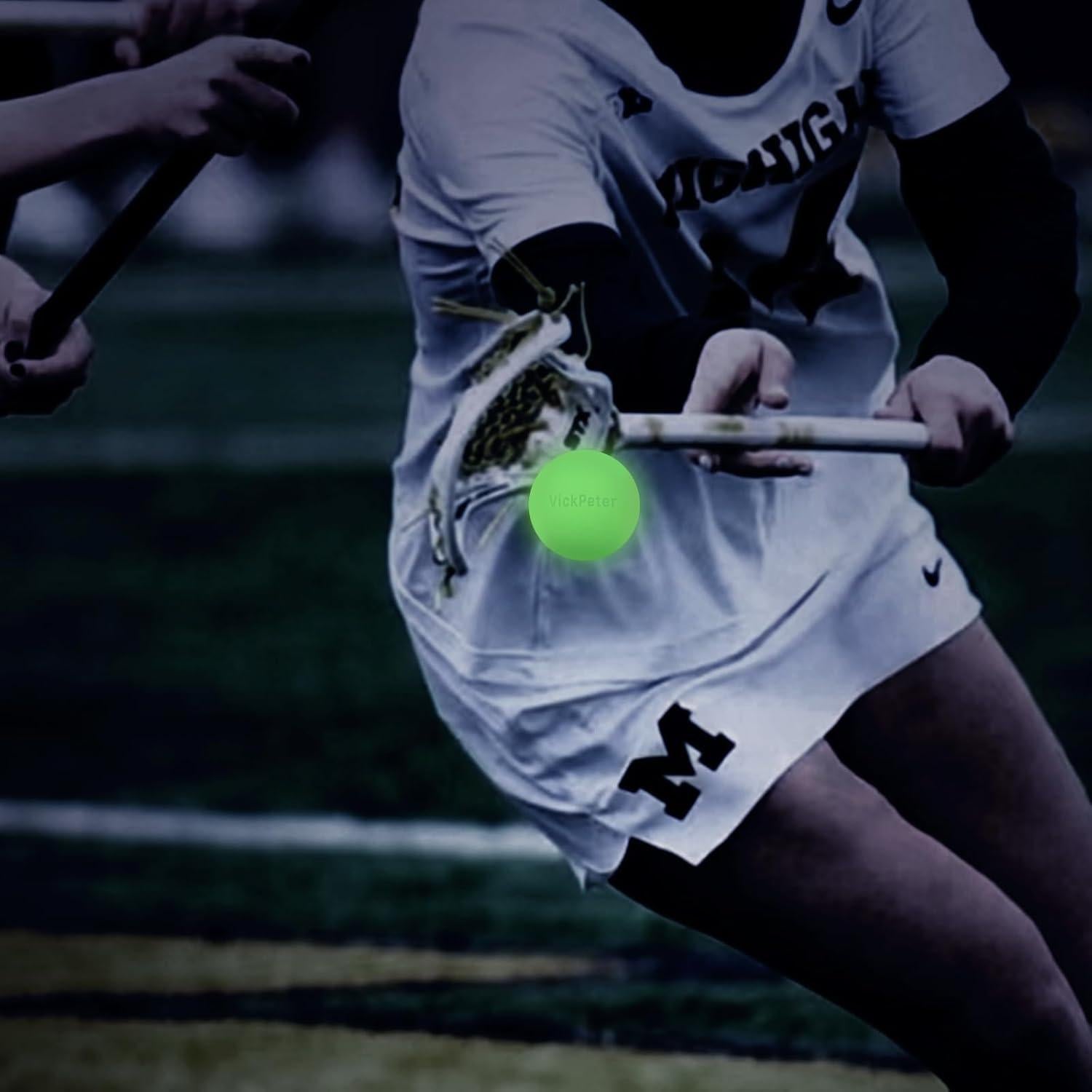 Pelota de Lacrosse Brillante Vickpeter - 2 Unidades LED Verde