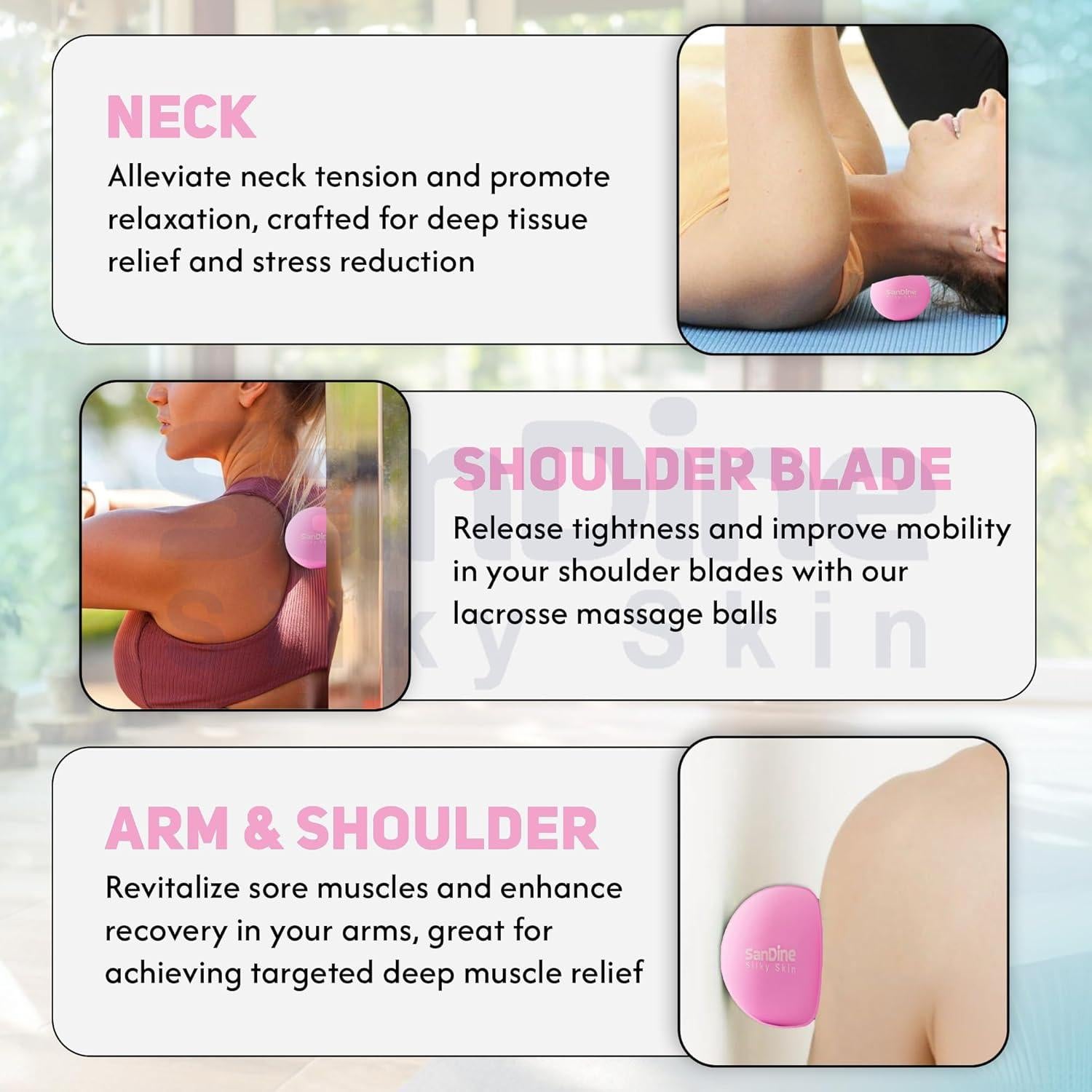 Pelotas de Masaje Lacrosse Sandine 2Pack Rosa - Alivio Muscular