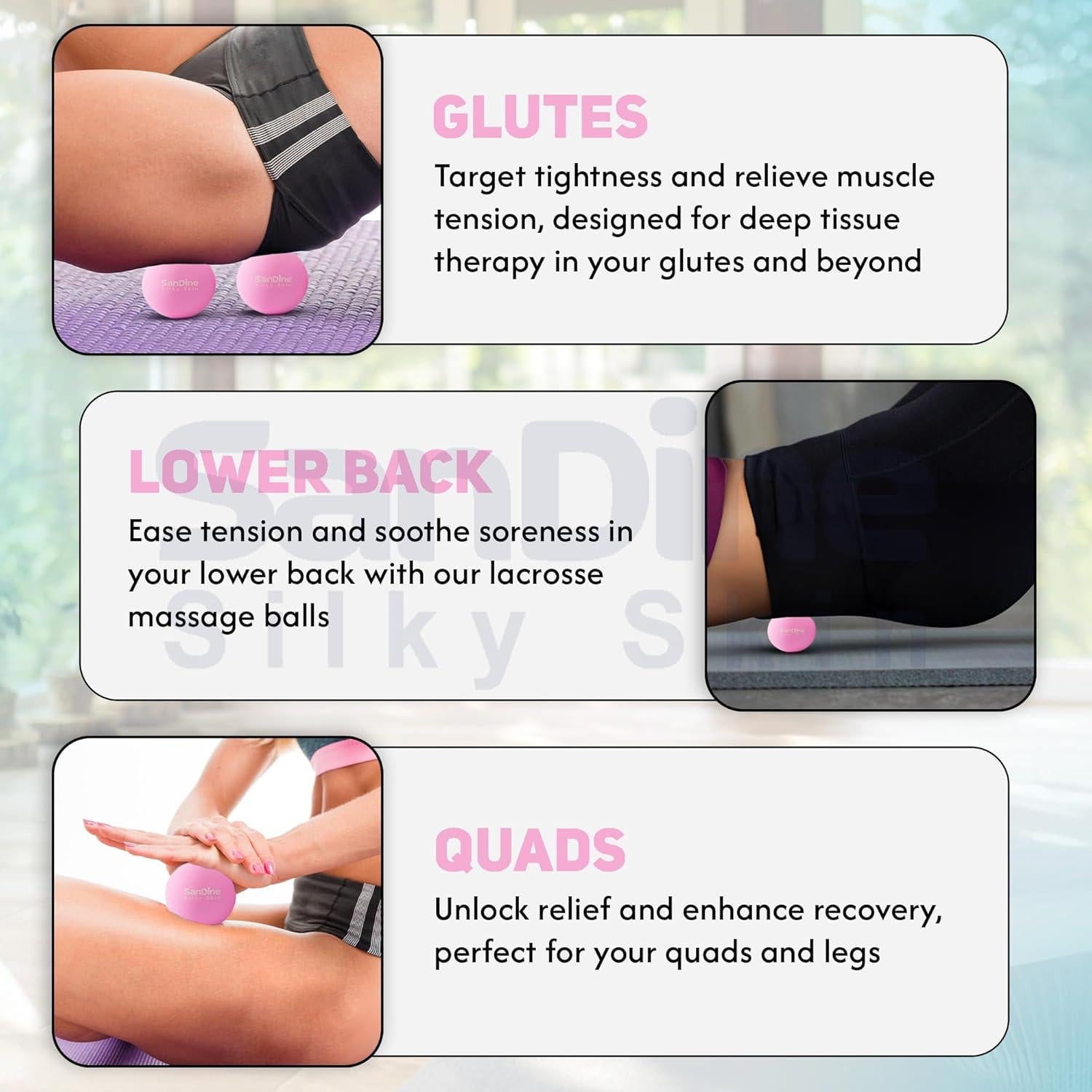 Pelotas de Masaje Lacrosse Sandine 2Pack Rosa - Alivio Muscular