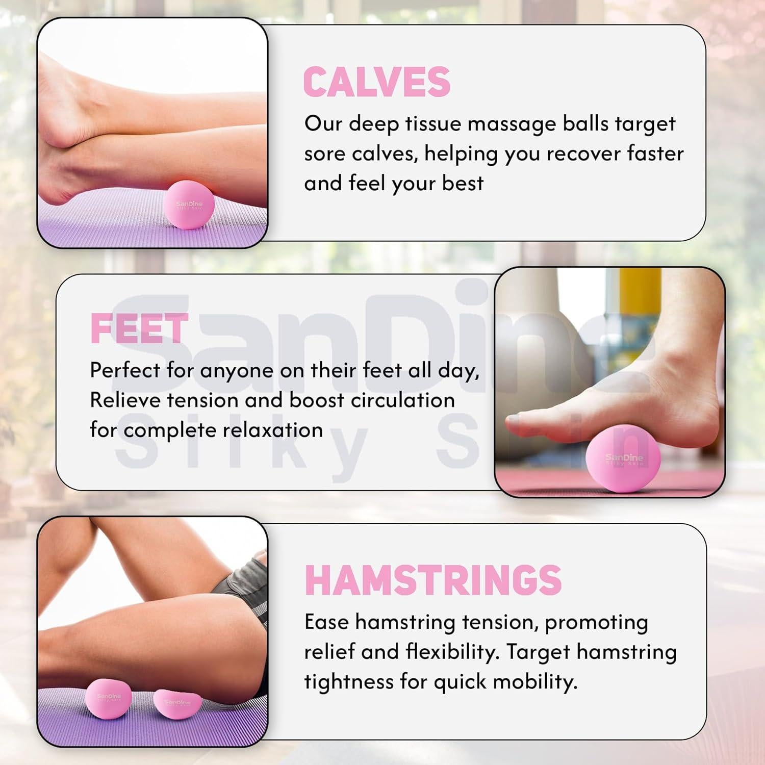 Pelotas de Masaje Lacrosse Sandine 2Pack Rosa - Alivio Muscular