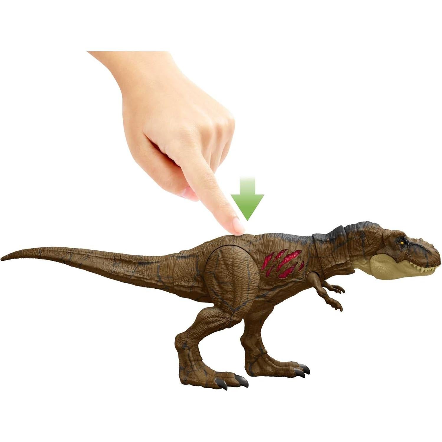 Jurassic World HGC19 Articulated Tyrannosaurus Rex Destruction Figure, Movable Jaws, Scratches on Both Sides, Physical and Digital Game, Children's Toy, Ages 4 and Above