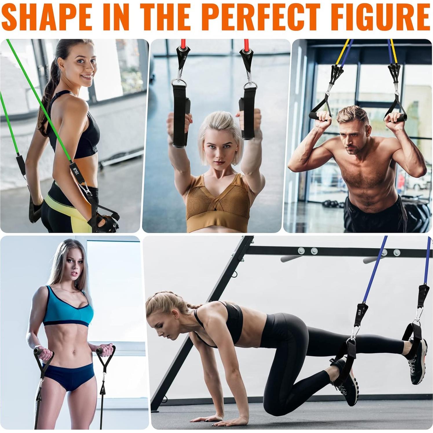 Bandas de Resistencia Aihoye 105LBS con Accesorios para Ejercicio