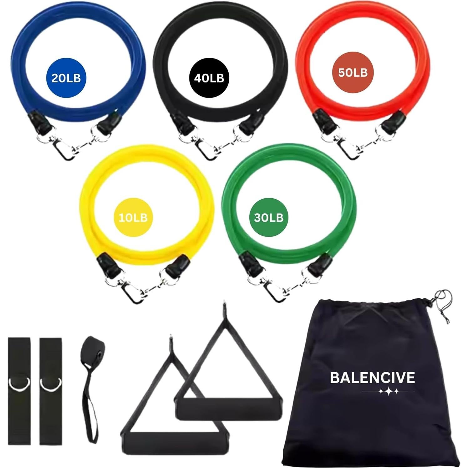 Juego de Bandas de Resistencia BALENCIVE 10 Piezas con Bolsa
