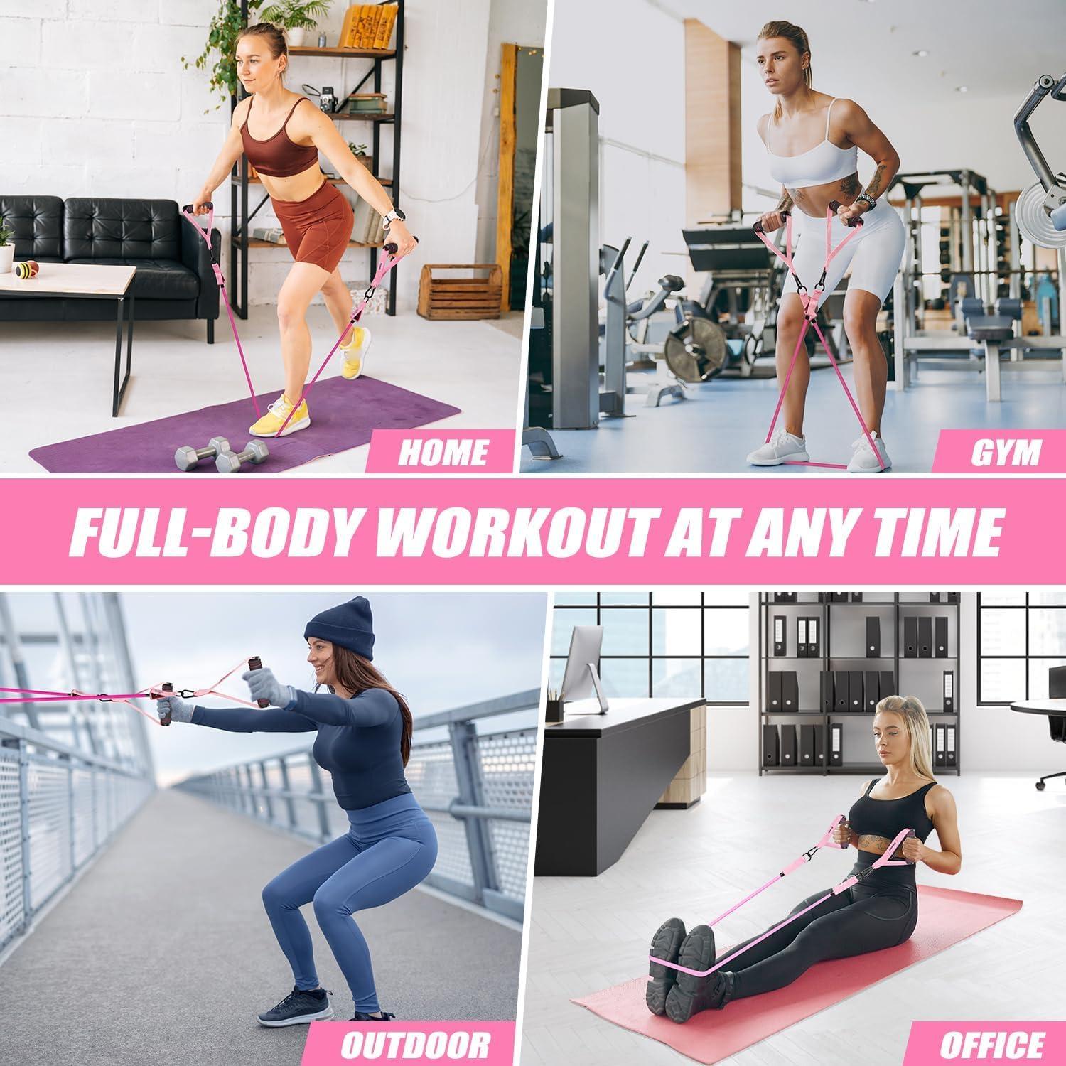 Bandas de Resistencia Ayombo con Mangos y Anclaje - Rosa