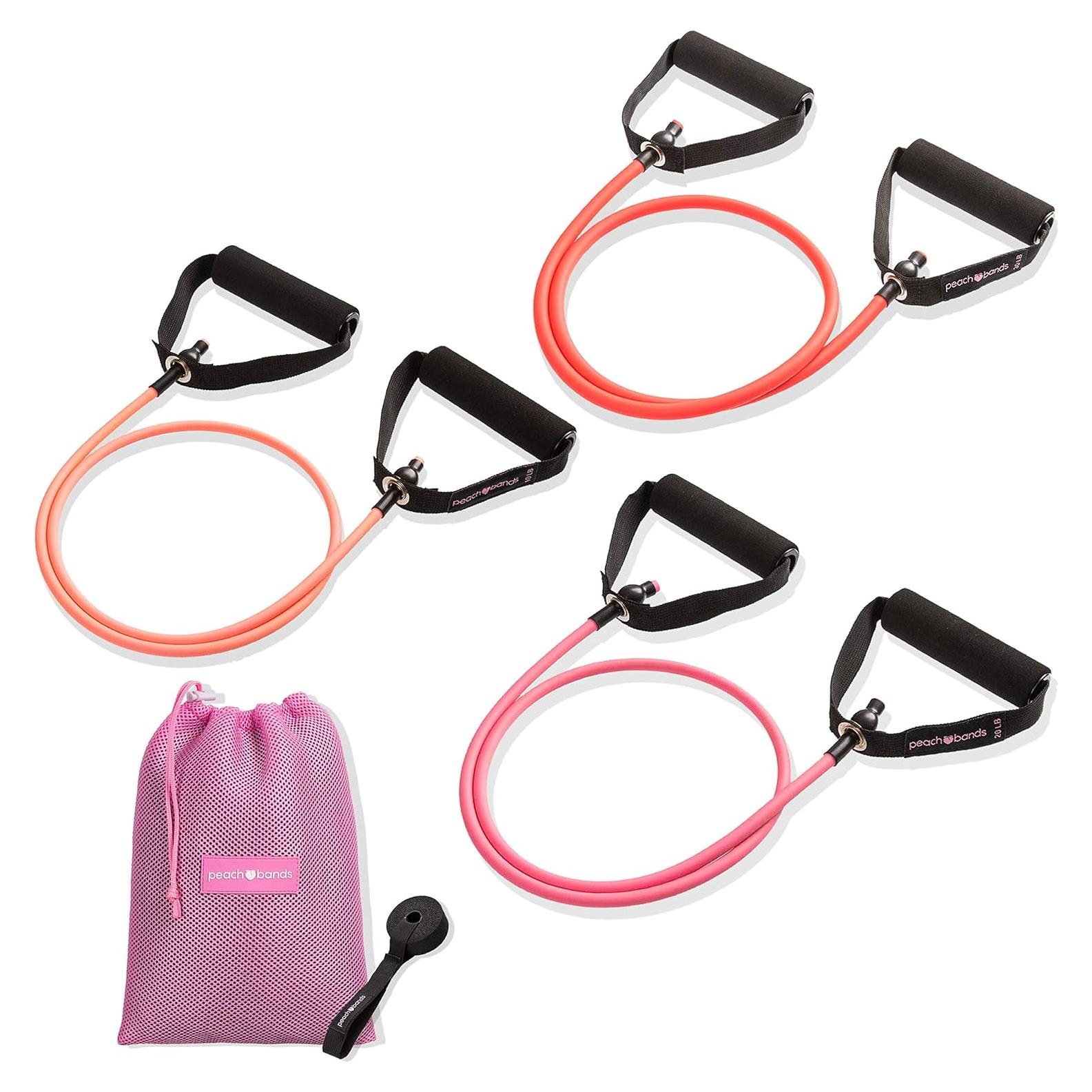 Conjunto de Bandas de Resistencia Peach - 3 Bandas + Ancla + Guía