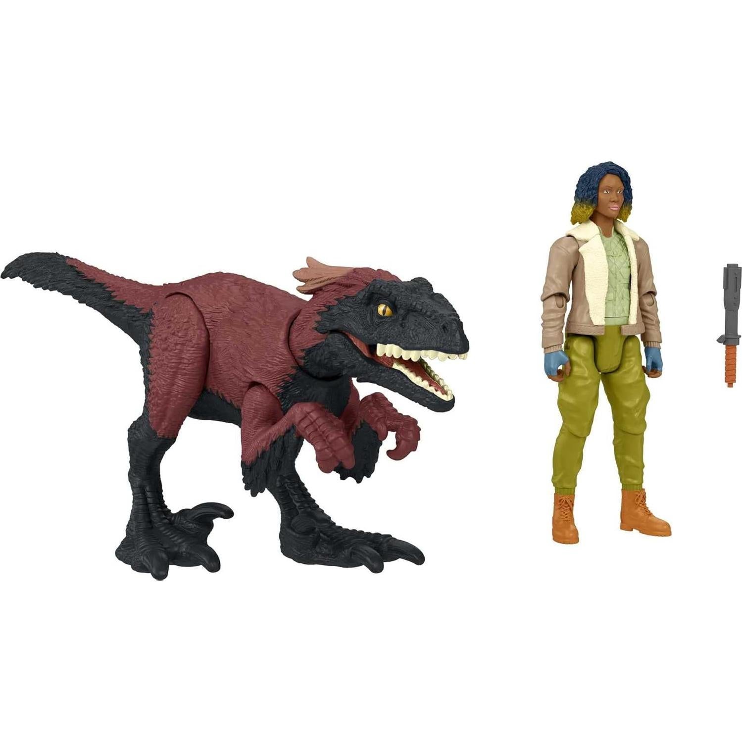 Jurassic World Dominion Kayla Watts and Pyroraptor Human and Dino Pack with 2 Action Figures and Accessory, Toy Gift Set and Collectible