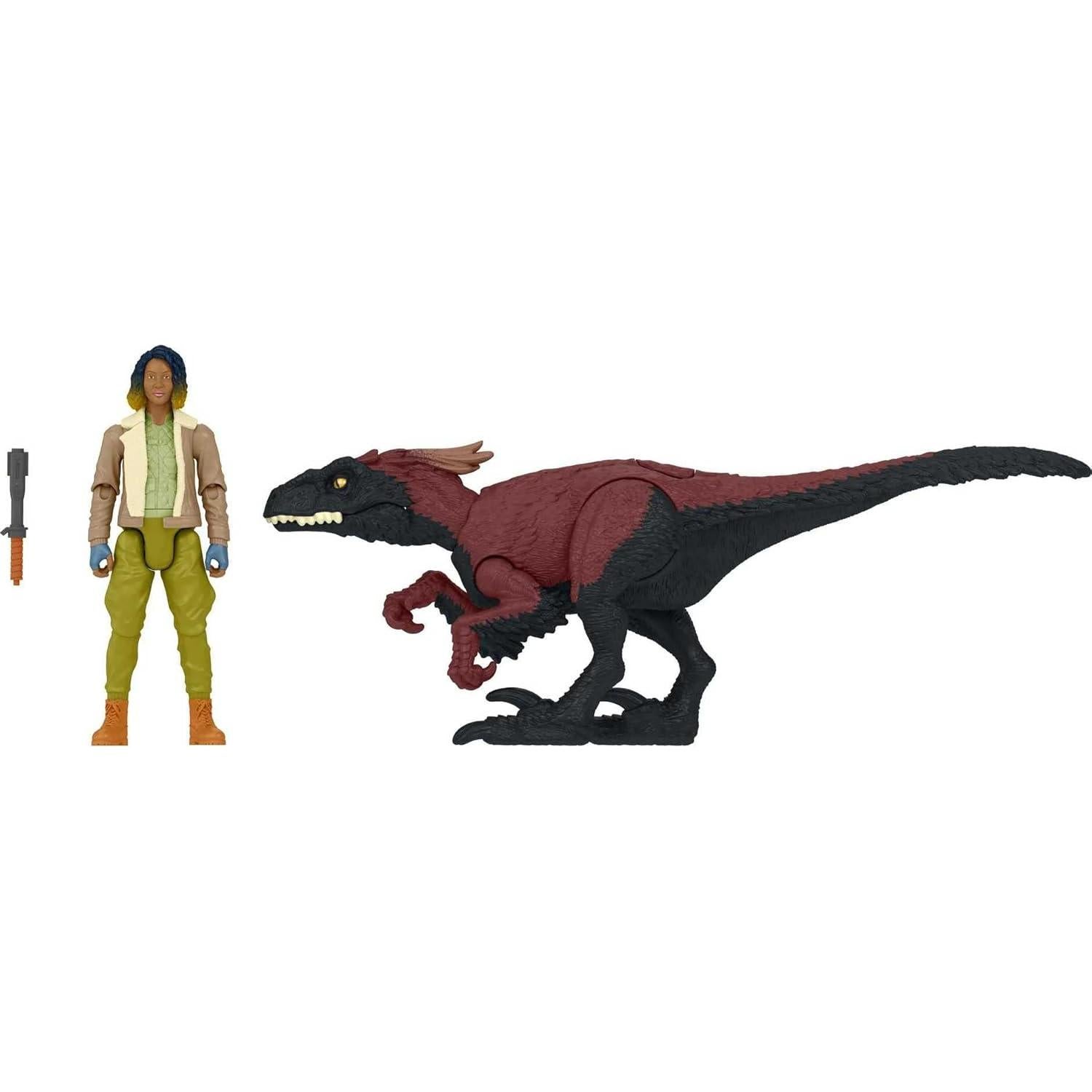 Jurassic World Dominion Kayla Watts and Pyroraptor Human and Dino Pack with 2 Action Figures and Accessory, Toy Gift Set and Collectible