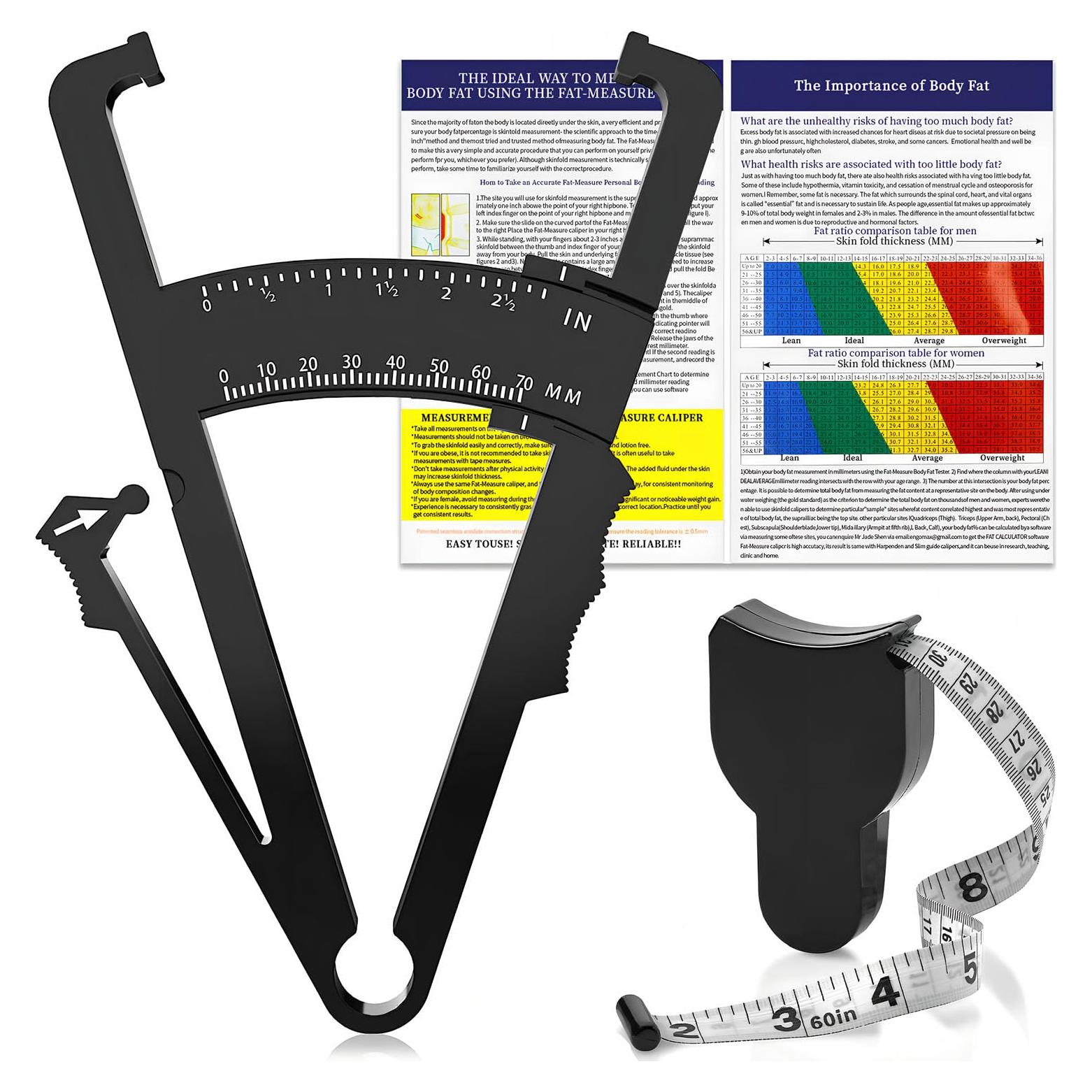 Calibrador de grasa corporal y cinta métrica 152.4 cm Qi
