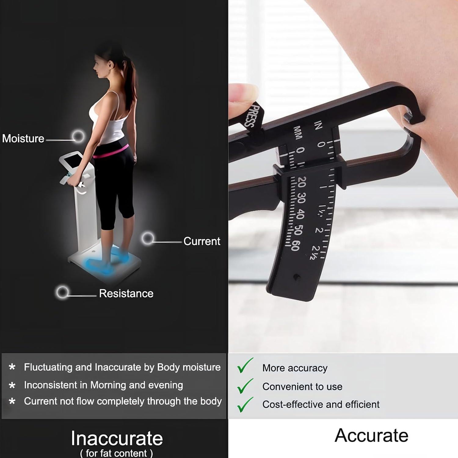 Calibrador de grasa corporal y cinta métrica 152.4 cm Qi