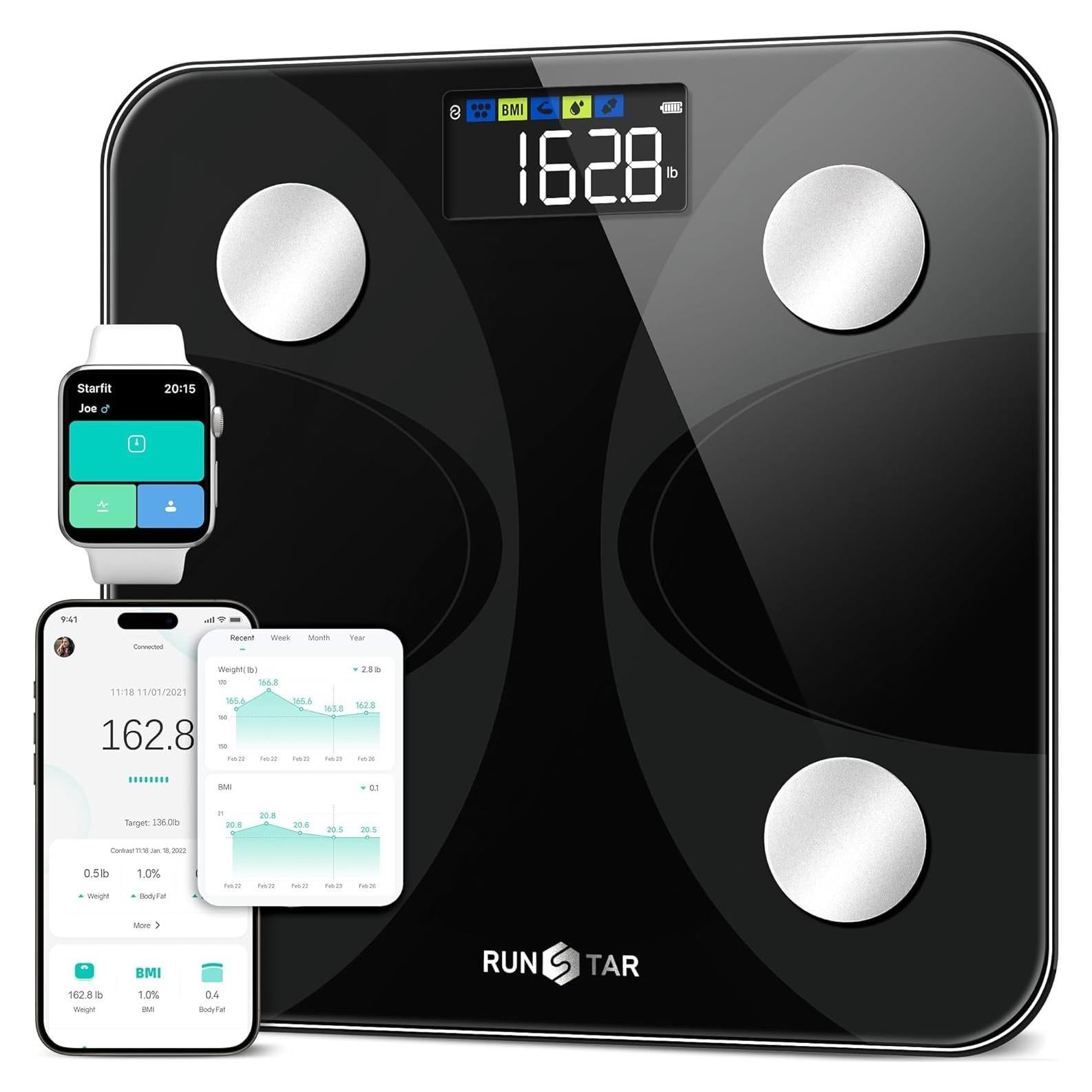 Báscula Digital RunSTAR con Pantalla Grande y Análisis Corporal