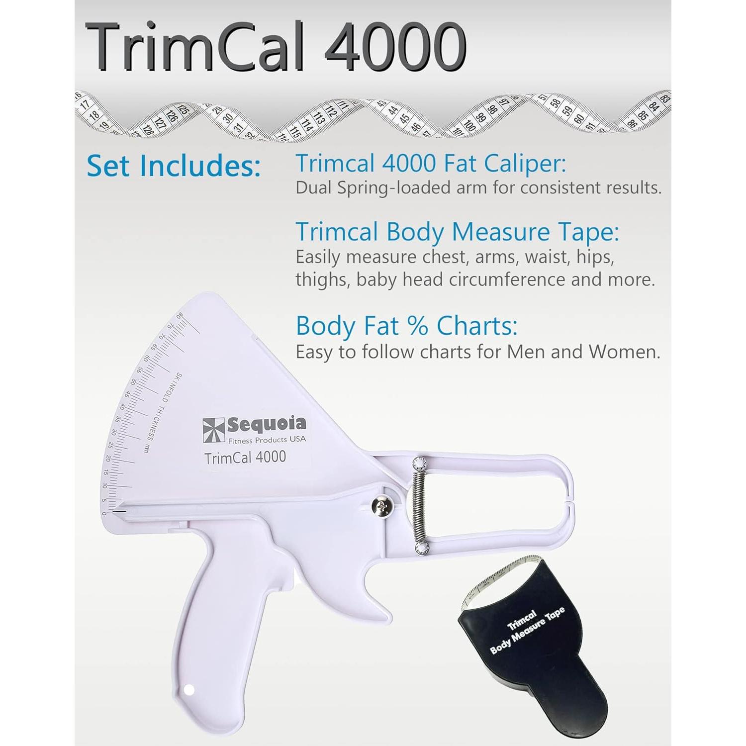 Calibrador de grasa corporal Sequoia Trimcal 4000 con cinta