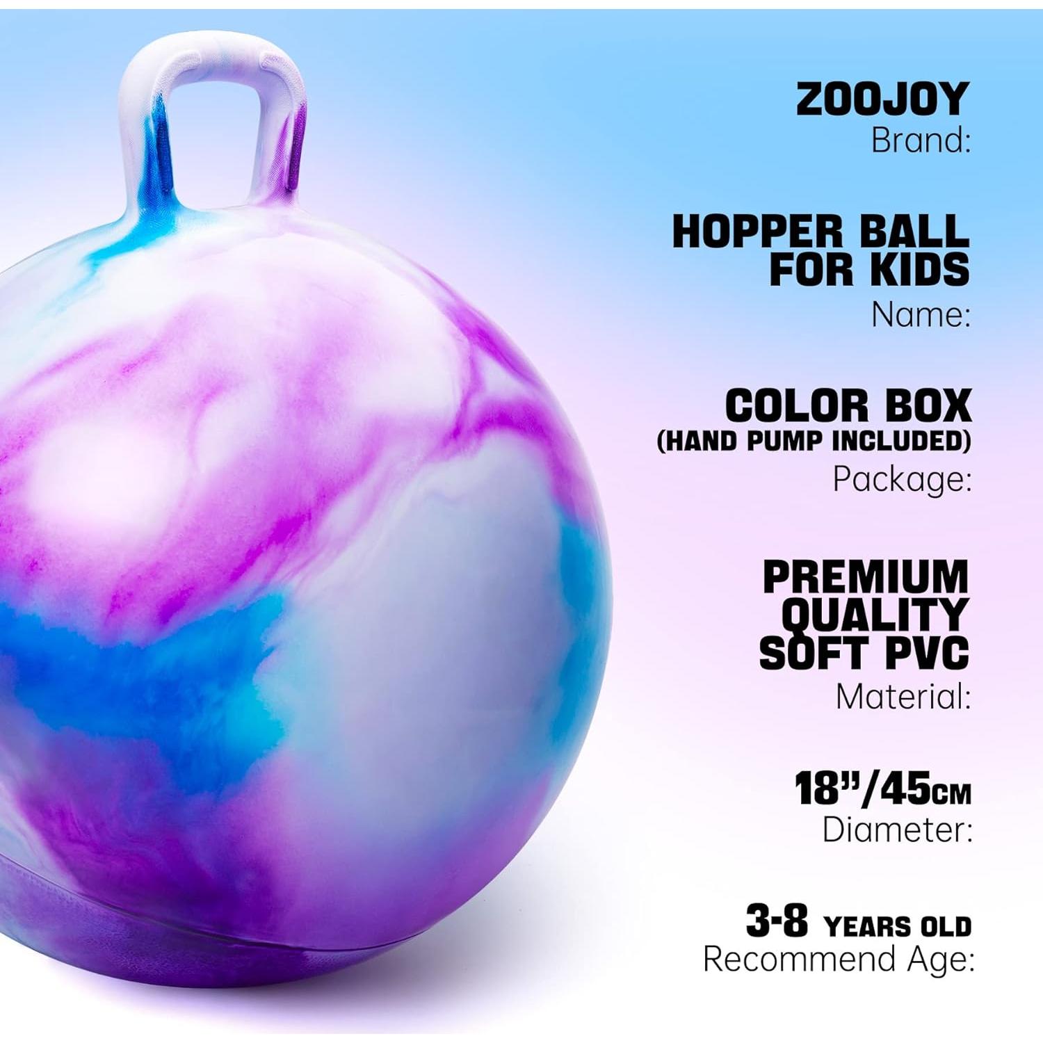 Bola Saltarina ZOOJOY 45cm con Mango para Niños 3-8 Años