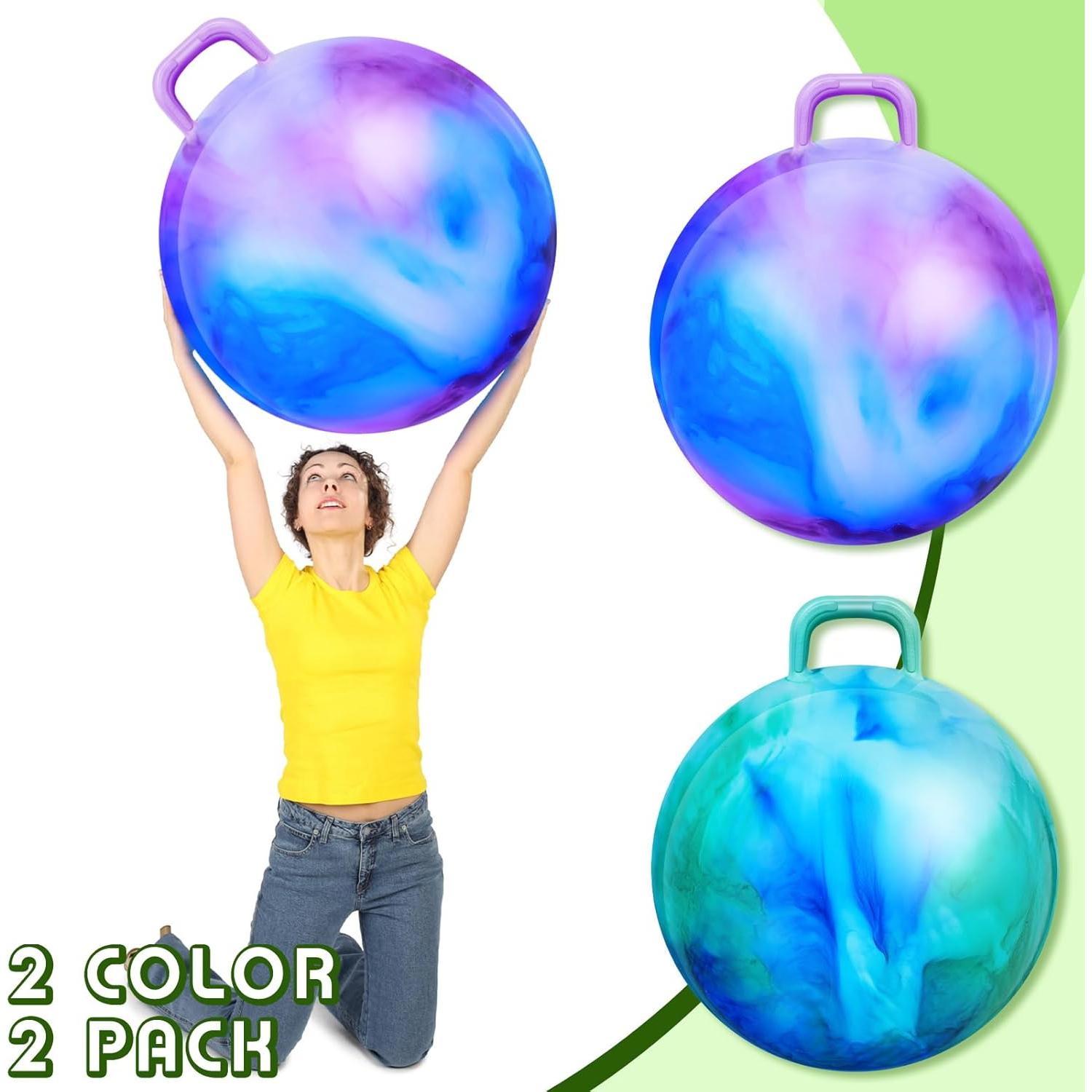 Pelotas Saltarinas Inflables Lewtemi 74 cm con Mango y Bomba