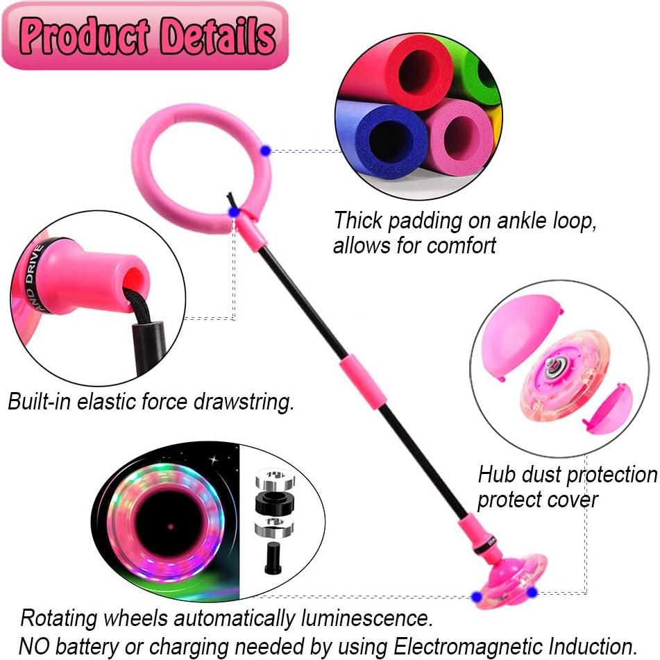 Bola de Salto de Tobillo ILNCLUY Rosa con Luces LED 64 cm