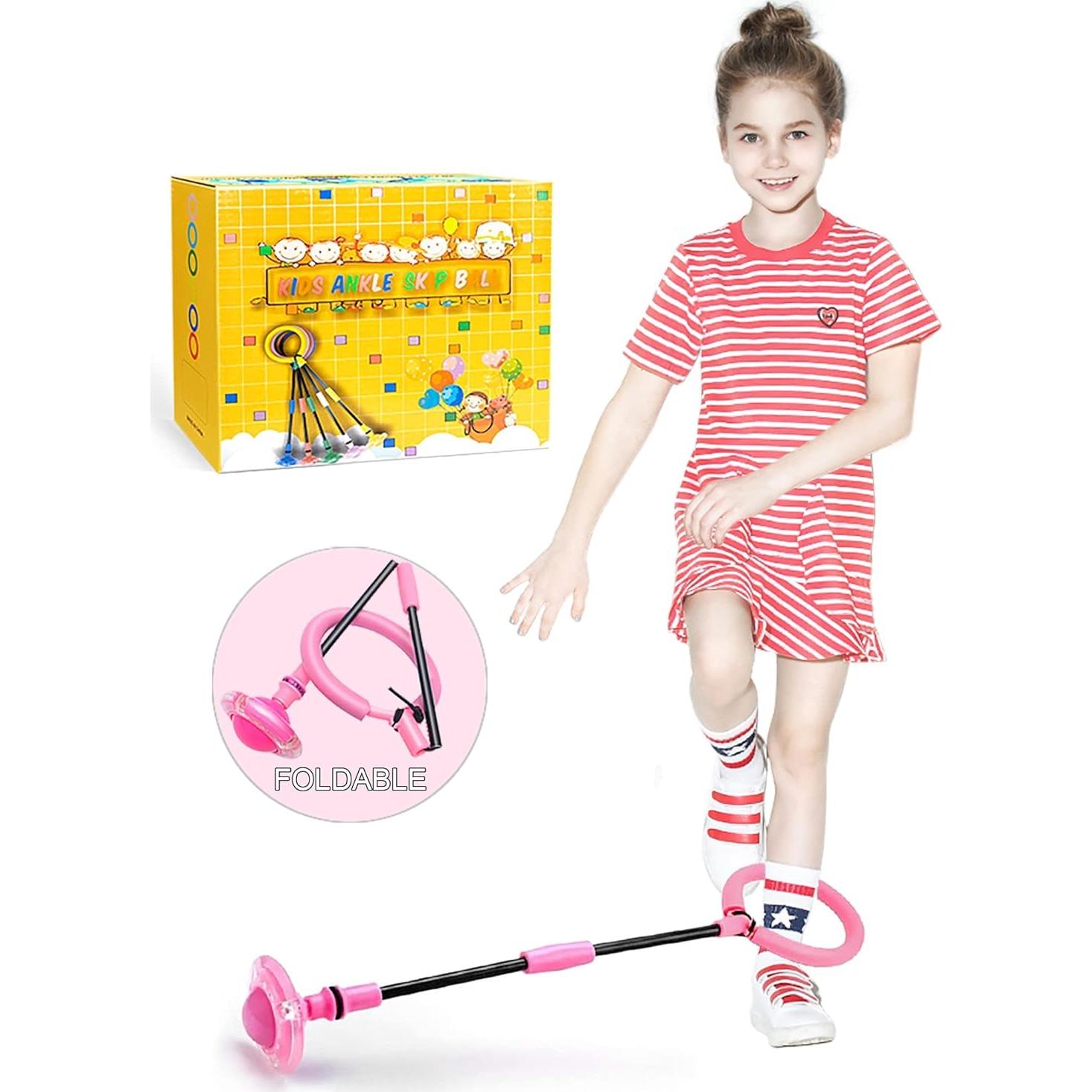 Bola de Salto de Tobillo ILNCLUY Rosa con Luces LED 64 cm