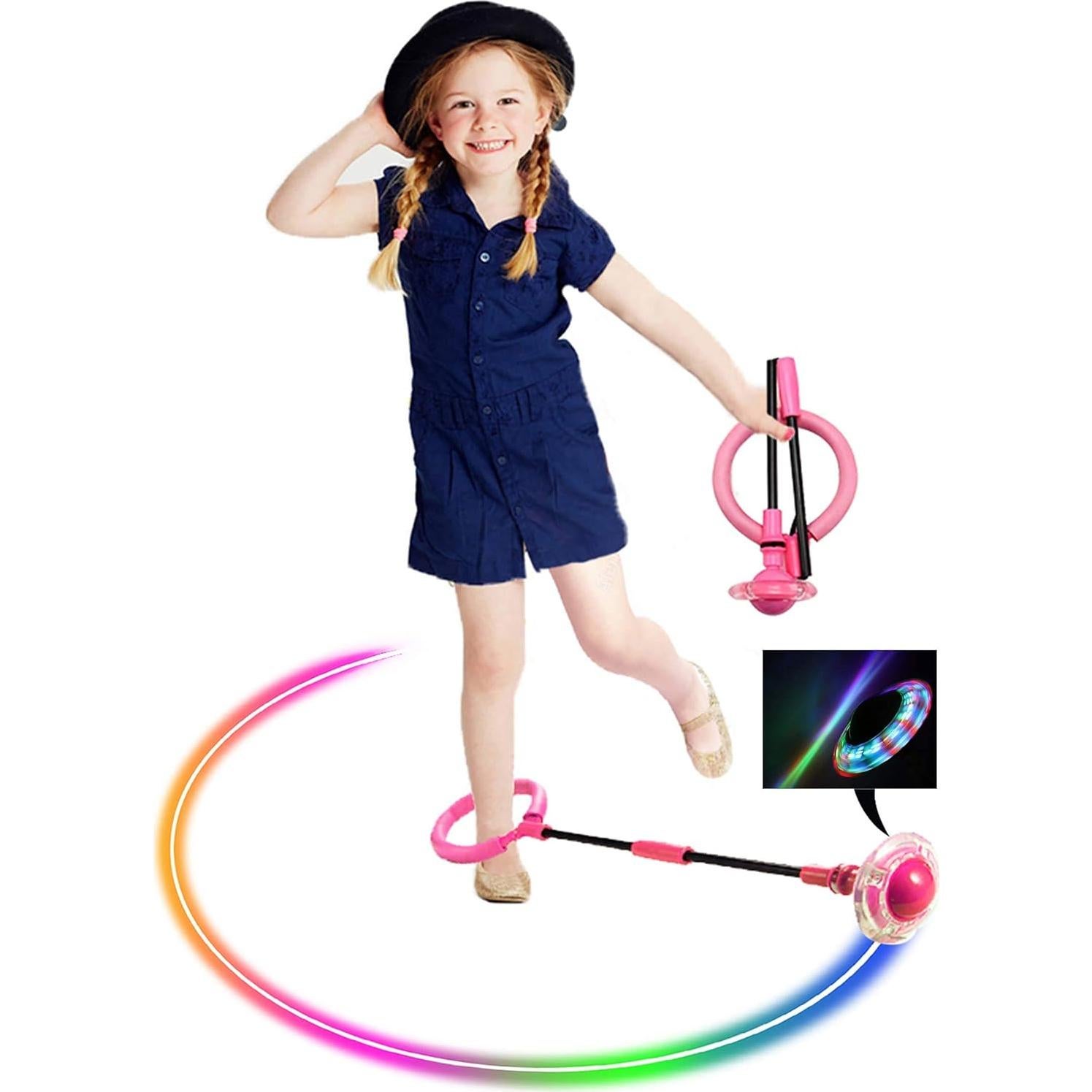 Bola de Salto de Tobillo ILNCLUY Rosa con Luces LED 64 cm