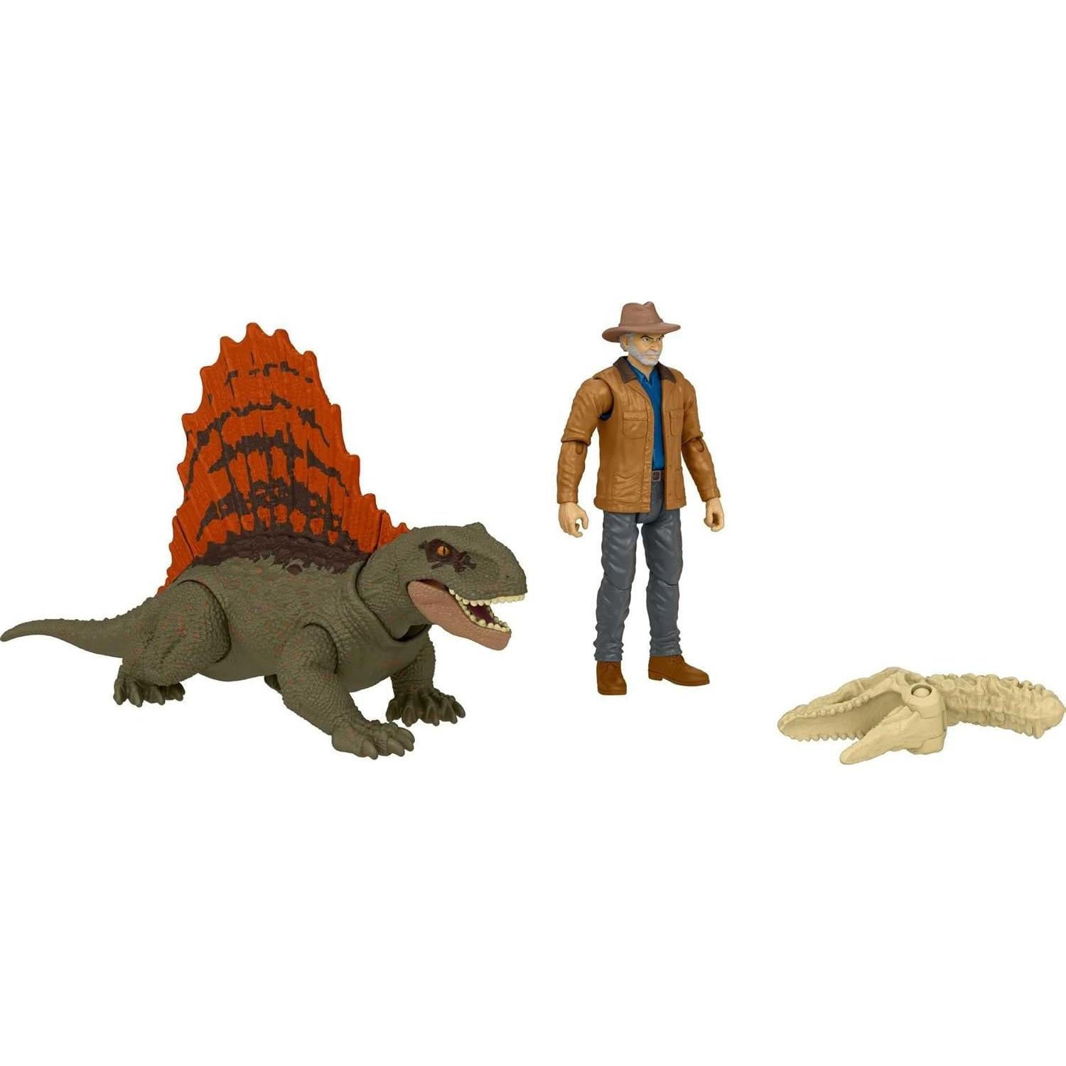 Jurassic World Dominion Dr Alan Grant & Dimetrodon Human and Dino Pack with 2 Action Figures, Toy Gift Set and Collectible