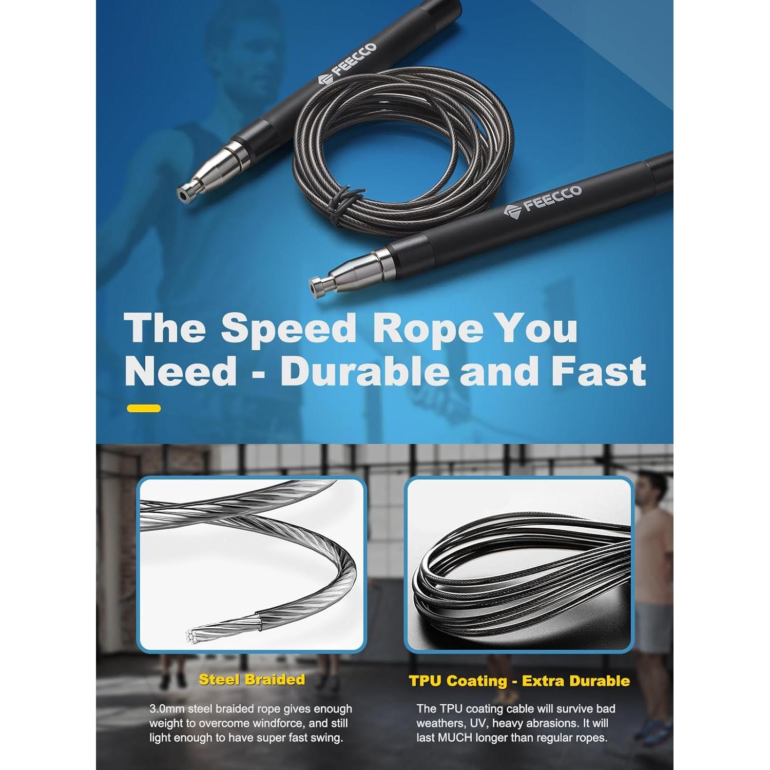 Cuerda de Salto Rápida FEECCO Agile Pro - Ajuste Rápido, 3m