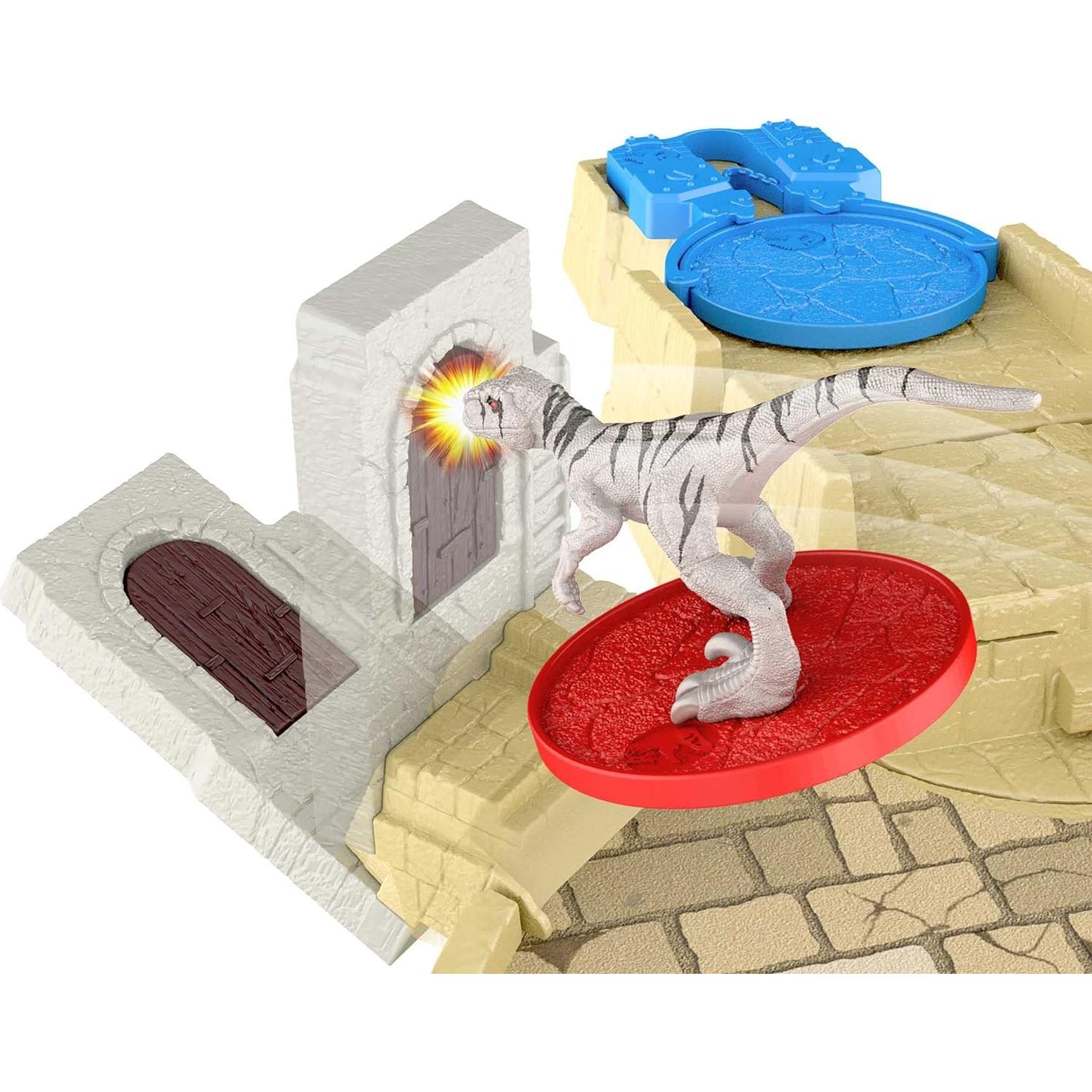 Jurassic World HBT63 Mini Battle Arena Playset and Game with 6 Dino Mini Figures, 2 Disc Launchers, Multilevel Play Area, Dinosaur Toy from 4 Years