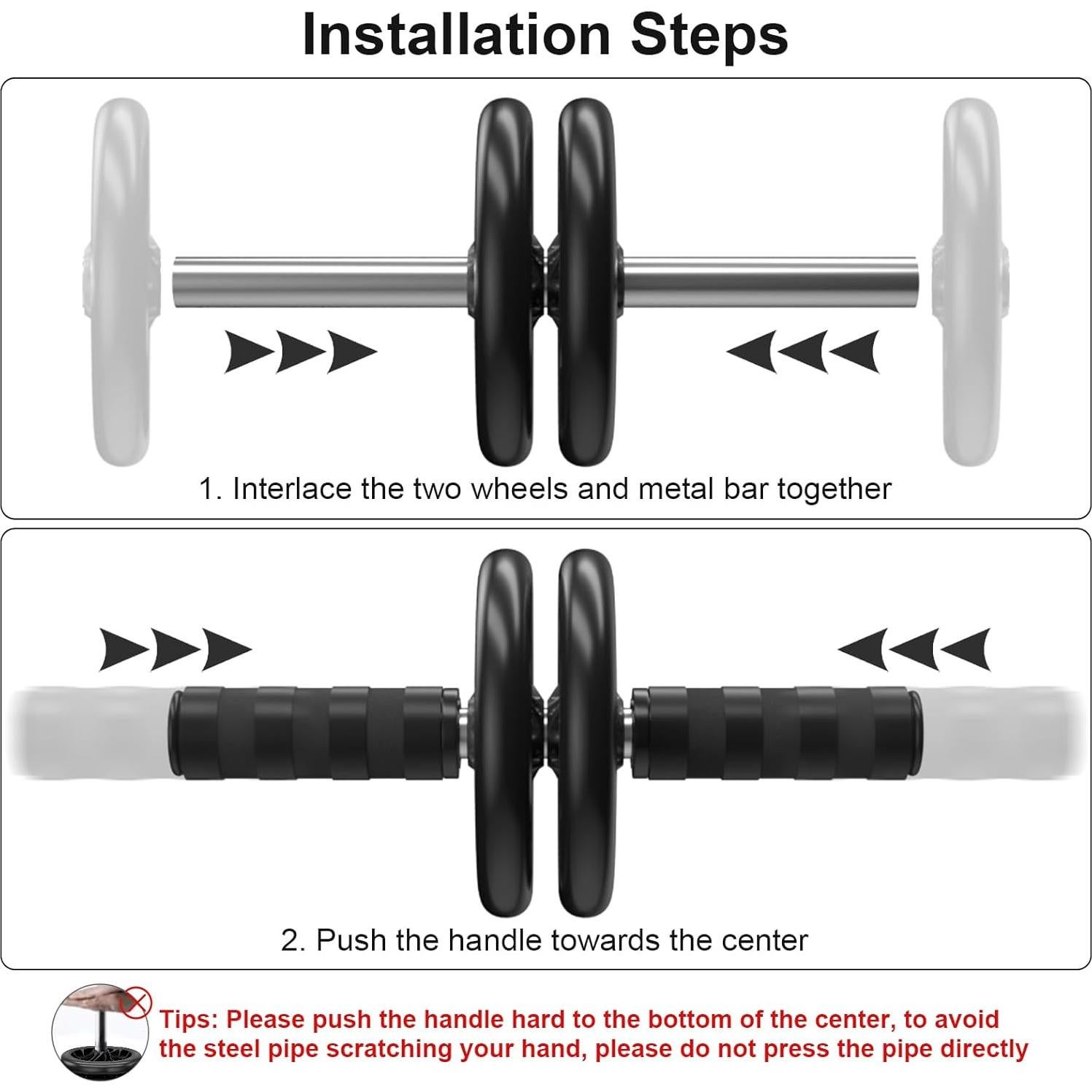 Rodillo Abdominal Bnlei Doble Rueda con Almohadilla