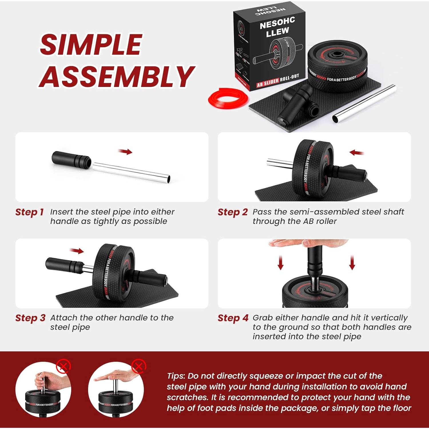 Rueda de Abdominales NESOHC-LLEW 3.4" Mejorada, 222 kg