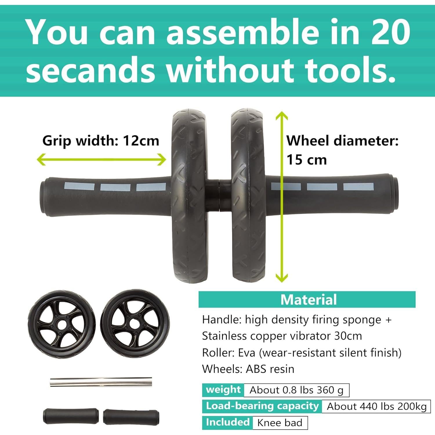 Rueda Ab Roller BodyTech BTS91NH001A para Ejercicio Abdominal