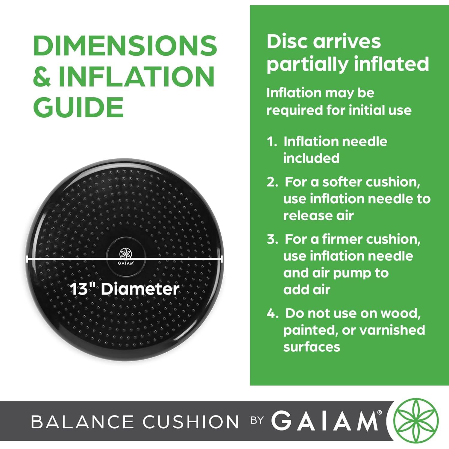 Disco de Equilibrio Gaiam 40.64 cm Cojín Inestabilidad Negro