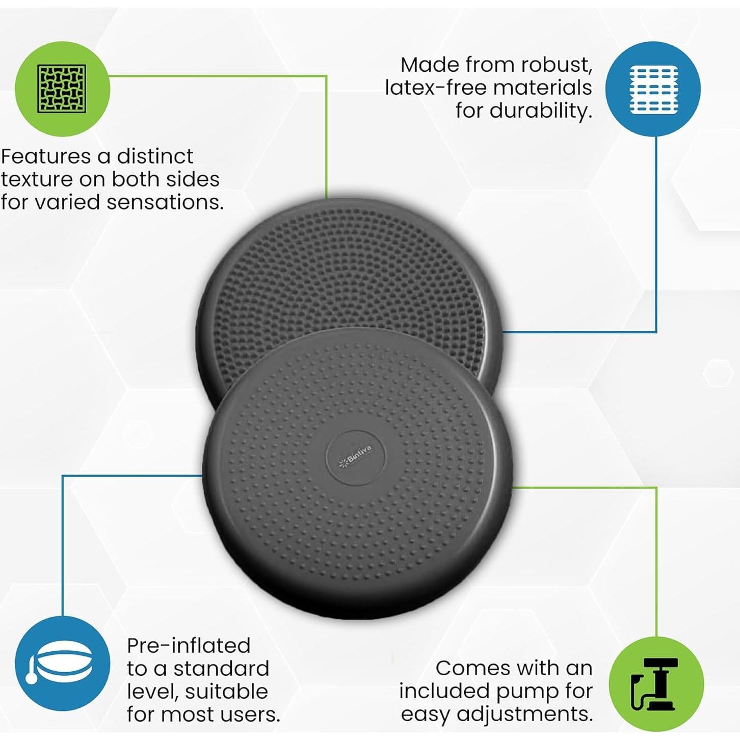 Paquete de 2 Discos de Equilibrio Bintiva - Almohadilla de Movimiento